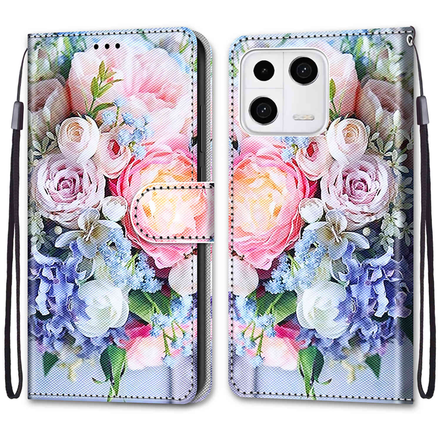 

Musterdruck Telefonabdeckung Für Xiaomi 13, Anti-kratzer-telefon-brieftasche Pu-lederschale Mit Handgelenkriemenständer - B16 Hellrosa Bouquet, Xiaomi 13