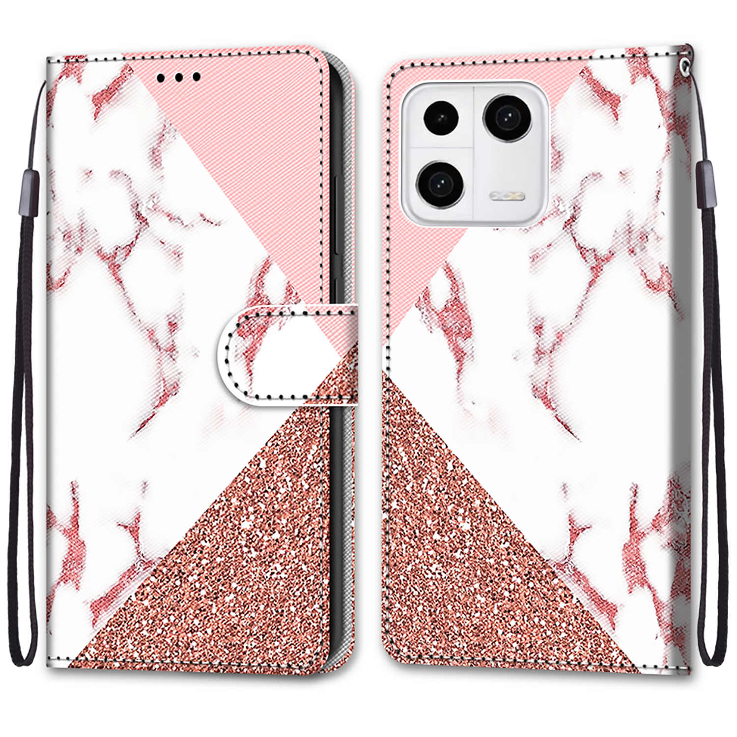 

Musterdruck Telefonabdeckung Für Xiaomi 13, Anti-kratzer-telefon-brieftasche Pu-lederschale Mit Handgelenkriemenständer - B17 Pink Marmor, Xiaomi 13