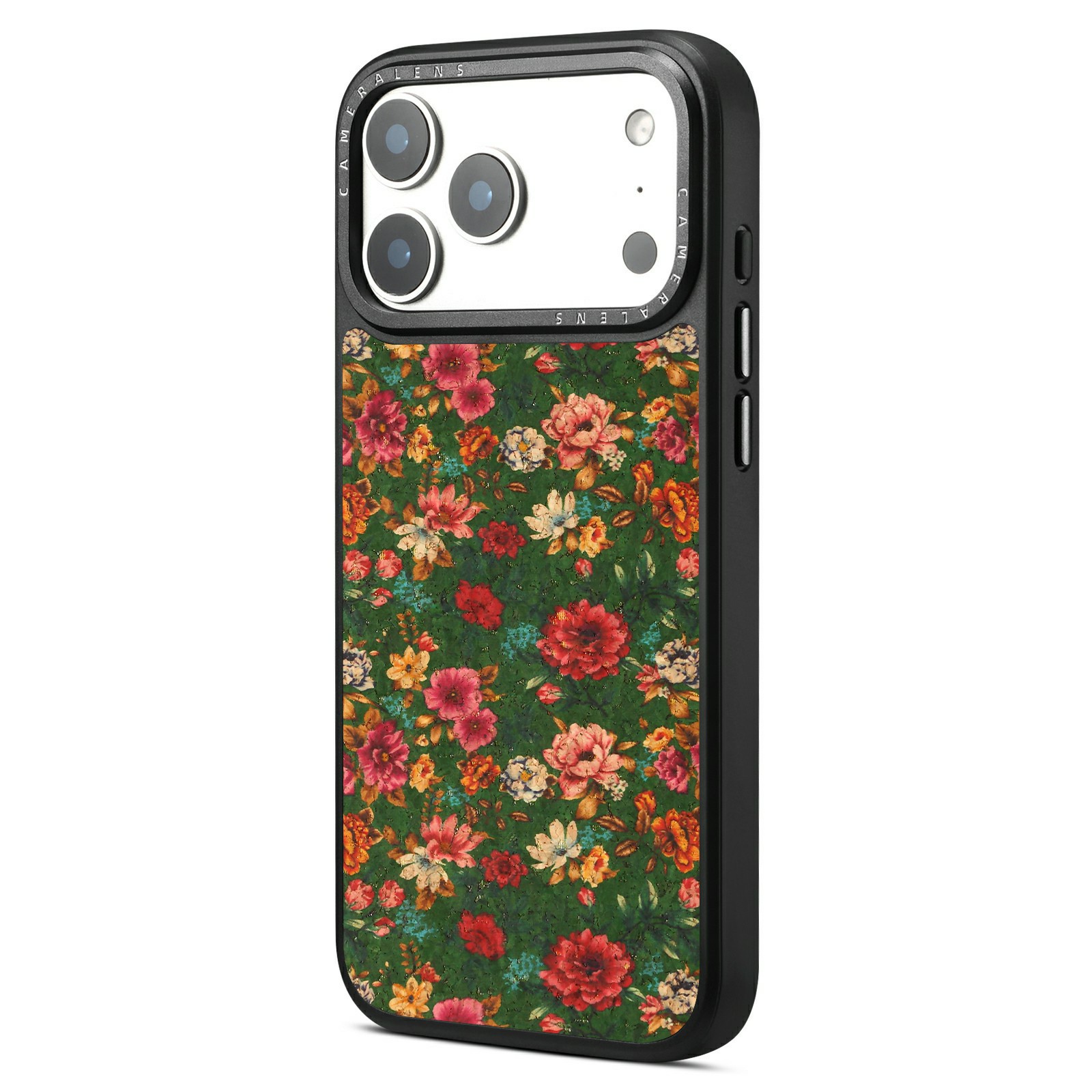 For iPhone 17 Pro Max Magnetic Case Floral Pattern PU Leather PC TPU Shockproof Cover - Green