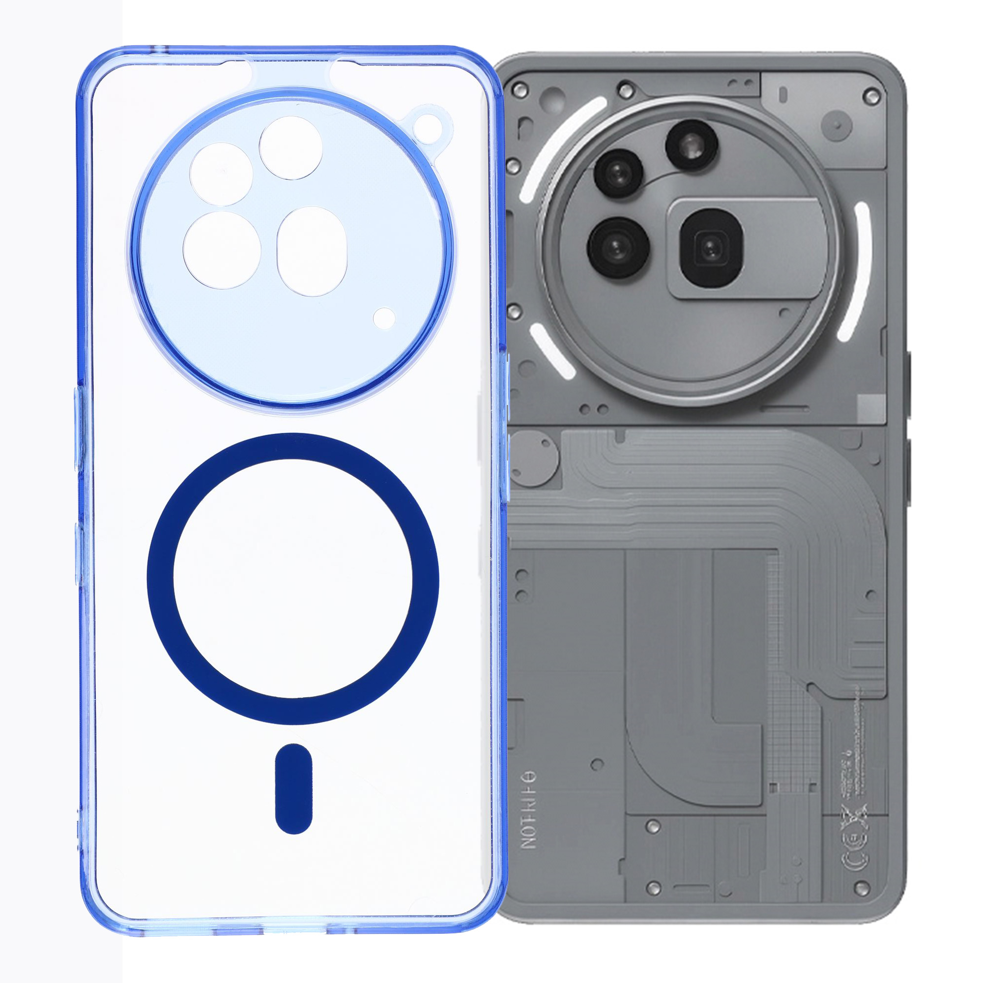 For Nothing Phone (3a) Pro Magnetic Case Clear PC + TPU Shockproof Phone Back Cover - Transparent Blue