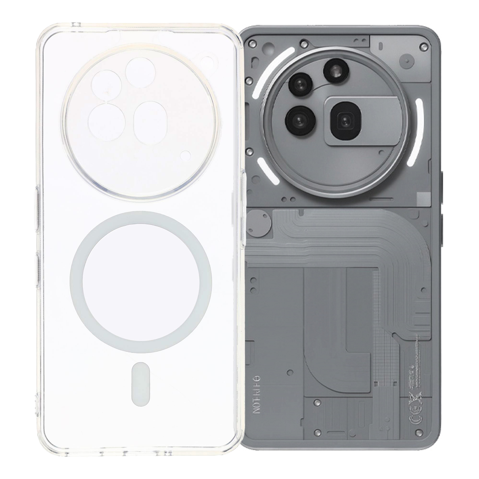 For Nothing Phone (3a) Pro Magnetic Case Clear PC + TPU Shockproof Phone Back Cover - Transparent