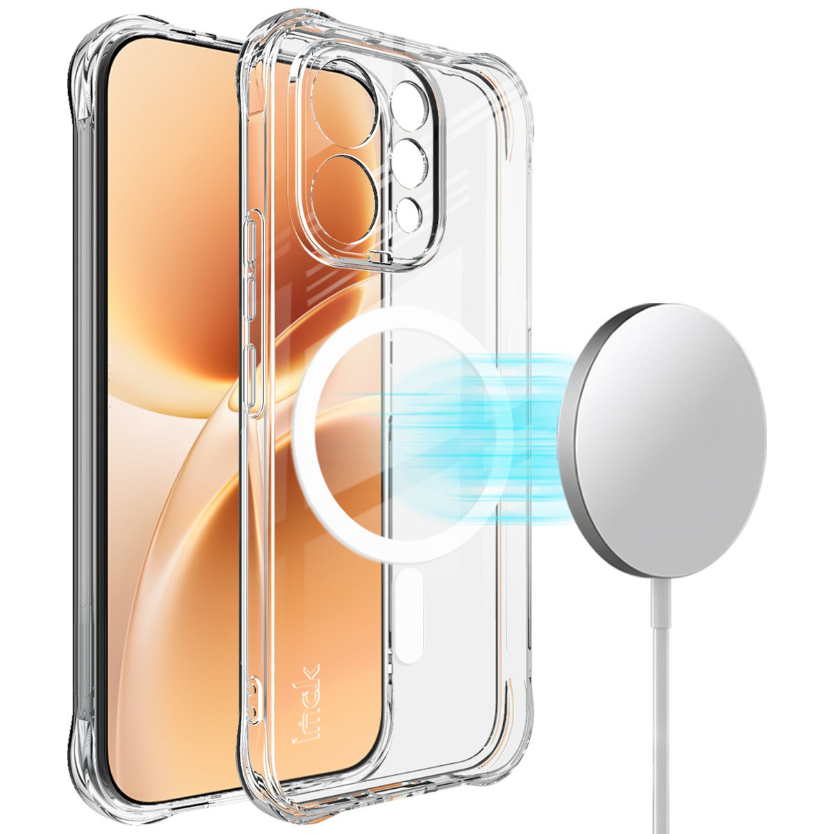 IMAK for vivo V70 5G / V70 Elite 5G Magnetic Case Airbag Shockproof Protection TPU Phone Cover - Transparent