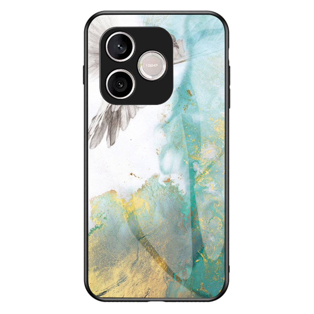 For Honor 600 Lite 5G Phone Case Marble Pattern Tempered Glass + PC + TPU Protective Phone Cover - Flying Pigeon Marble