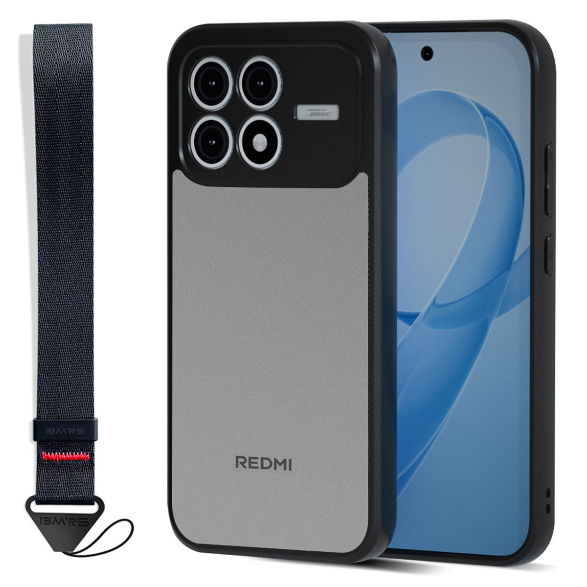 IBMRS for Xiaomi Poco F8 Pro Mobile Cover Soft TPU + Hard PC Case with Wrist Strap (Precision Cutouts) - Frosted Black