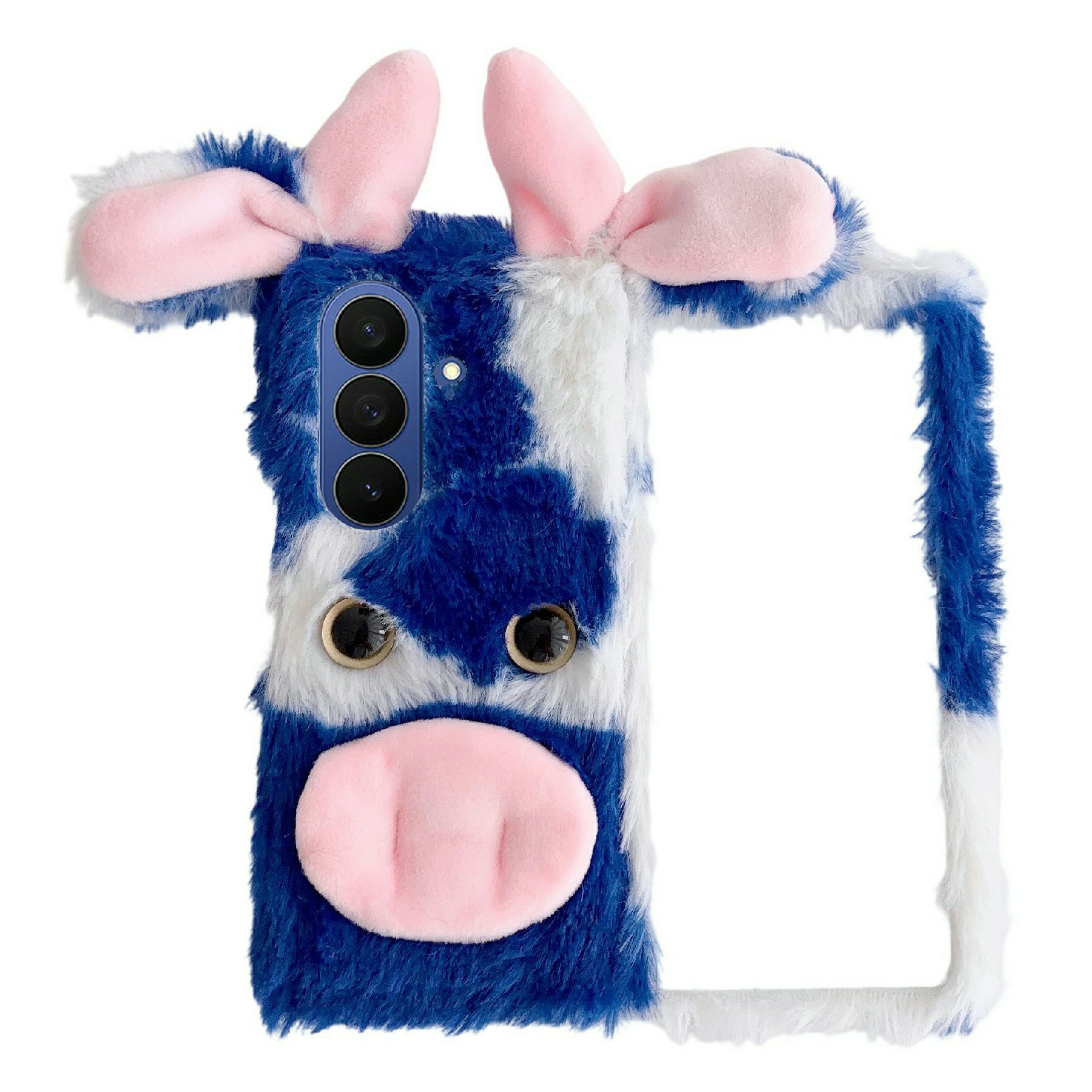 For Samsung Galaxy Z Fold8 Case Plush Cow Hard PC Protective Phone Cover - Blue