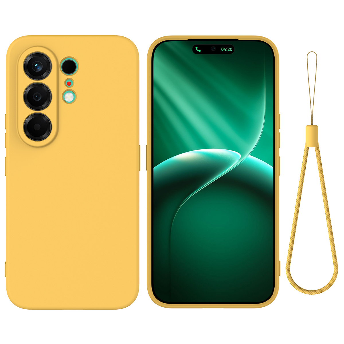 For TECNO Camon 50 Pro 5G / Camon 50 Pro 4G Liquid Silicone Case Phone Back Cover with Hand Strap - Yellow