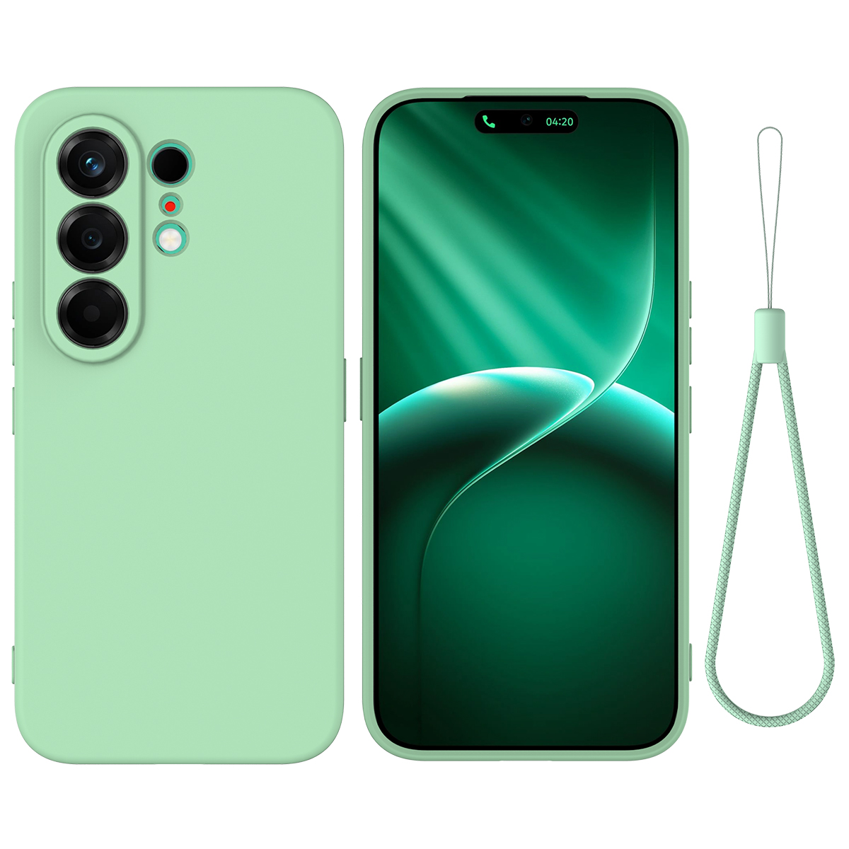 For TECNO Camon 50 Pro 5G / Camon 50 Pro 4G Liquid Silicone Case Phone Back Cover with Hand Strap - Green