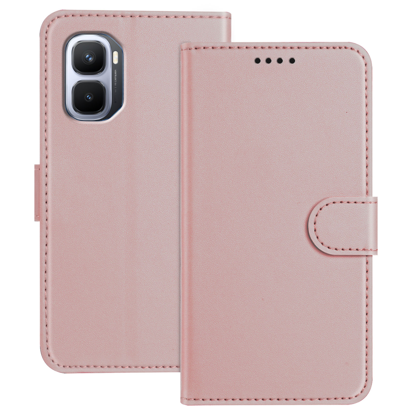 For Infinix GT 50 Pro 5G Leather Case Wallet Stand Solid Color Anti Drop Phone Cover - Rose Gold