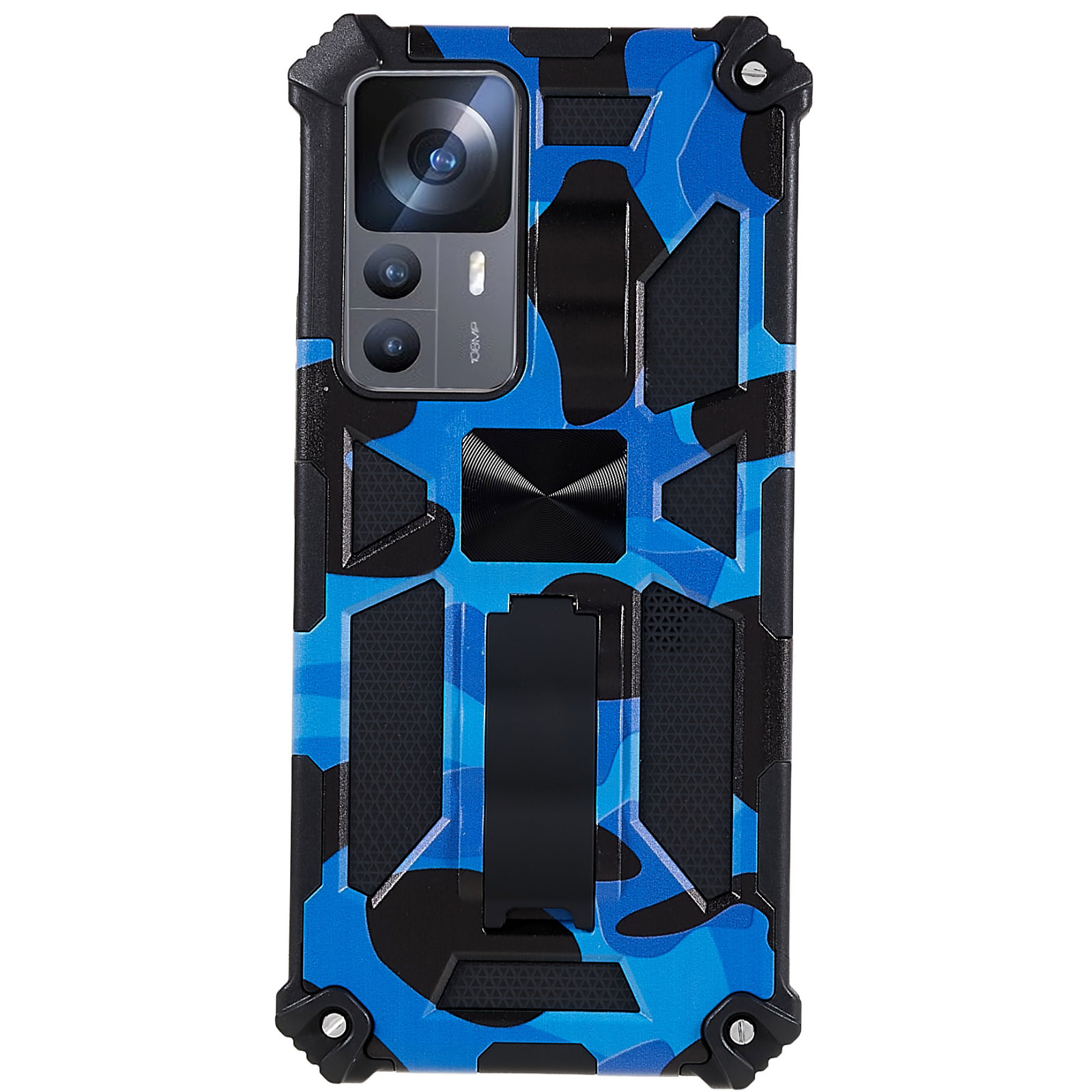 

Für Xiaomi 12T 5G / Redmi K50 Ultra 5G Kickstand -telefonabdeckung Soft TPU Hard PC Stoßdämpfung Camouflage Fall - Tarnblau, Xiaomi 12T 5G