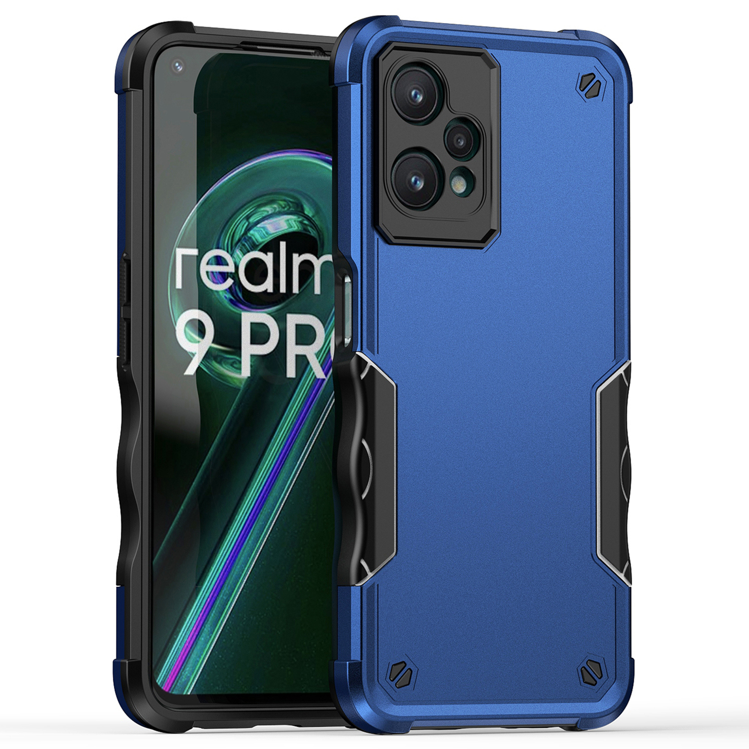 

Für Realme 9 Pro 5g / V25 Flexible TPU Hard PC Drop Protective Case Silky Touch Non-slip-grip-telefonabdeckung - Blau, Realme 9 Pro 5G
