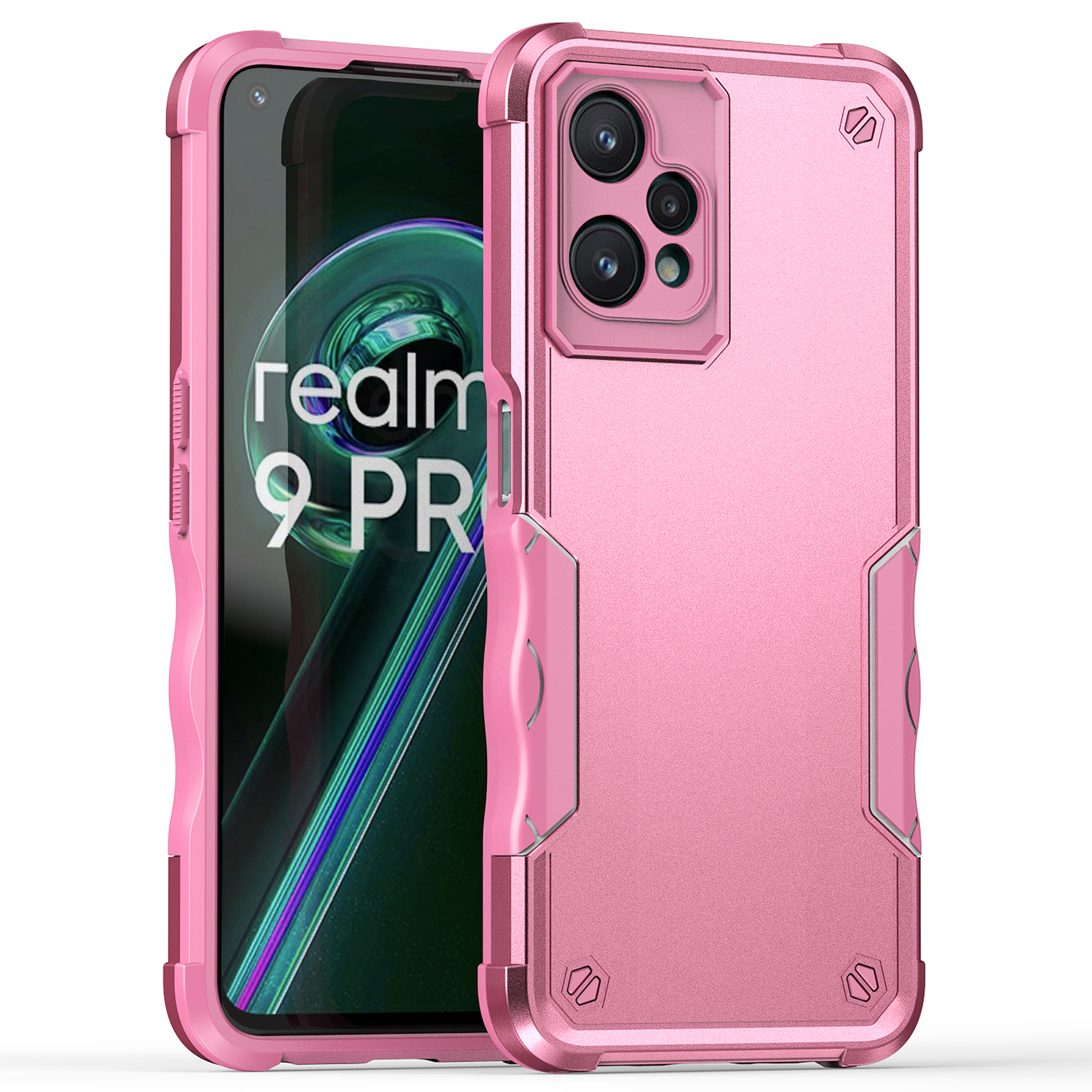 

Für Realme 9 Pro 5g / V25 Flexible TPU Hard PC Drop Protective Case Silky Touch Non-slip-grip-telefonabdeckung - Rosa, Realme 9 Pro 5G