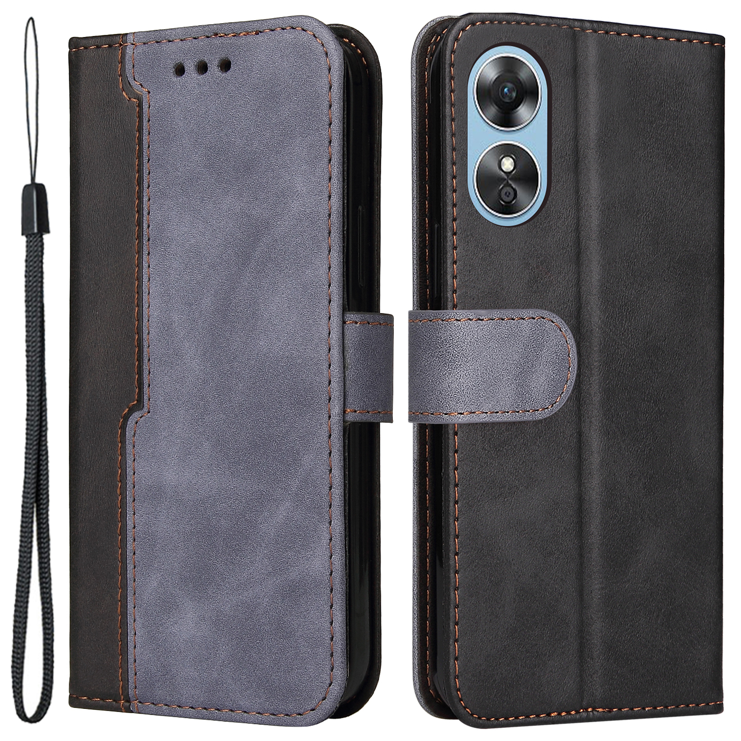 

Für Oppo A17 4g / A17k 4G Schutzhülle, Business Sty - Grau, Oppo A17 4G