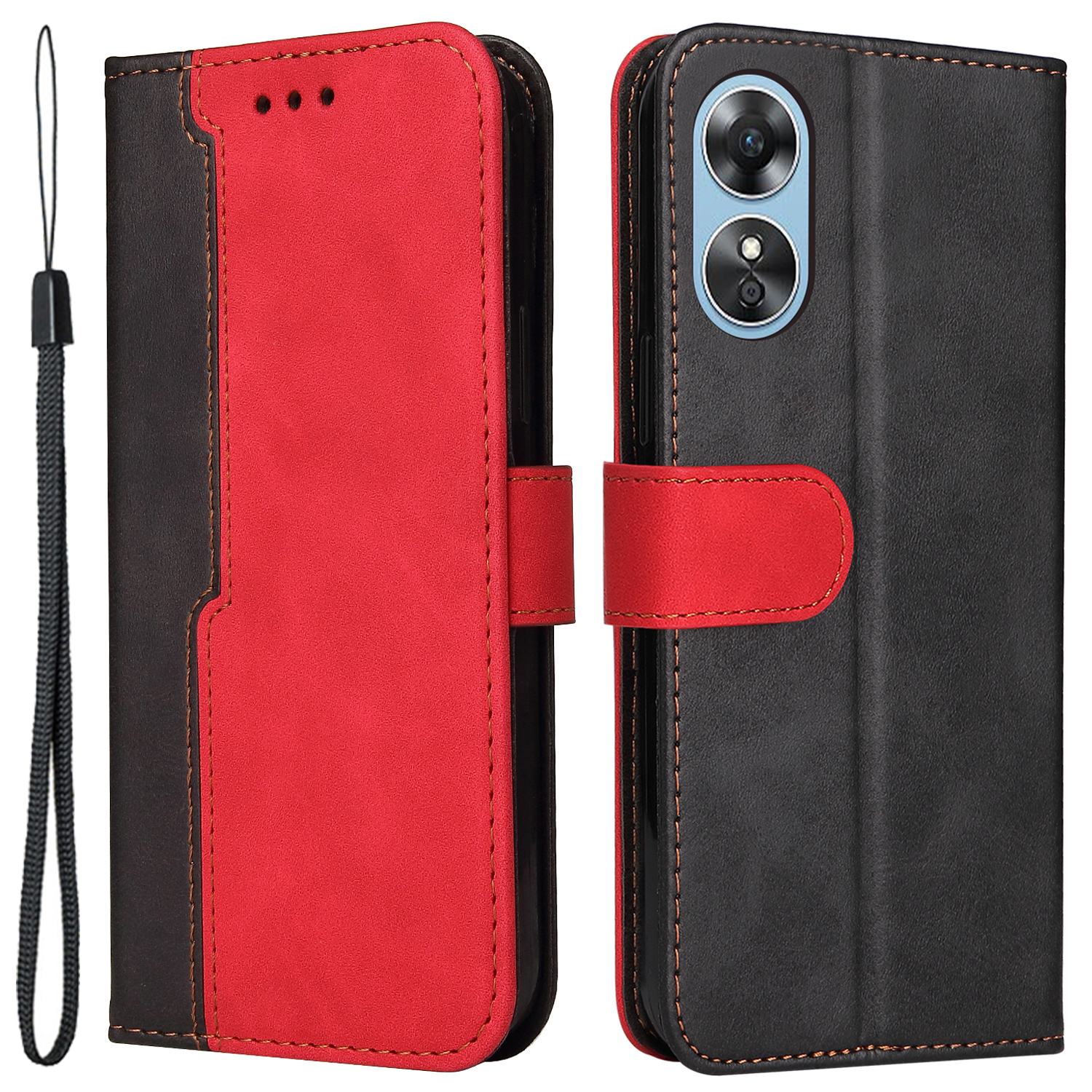 

Für Oppo A17 4g / A17k 4G Schutzhülle, Business Sty - Rot, Oppo A17 4G