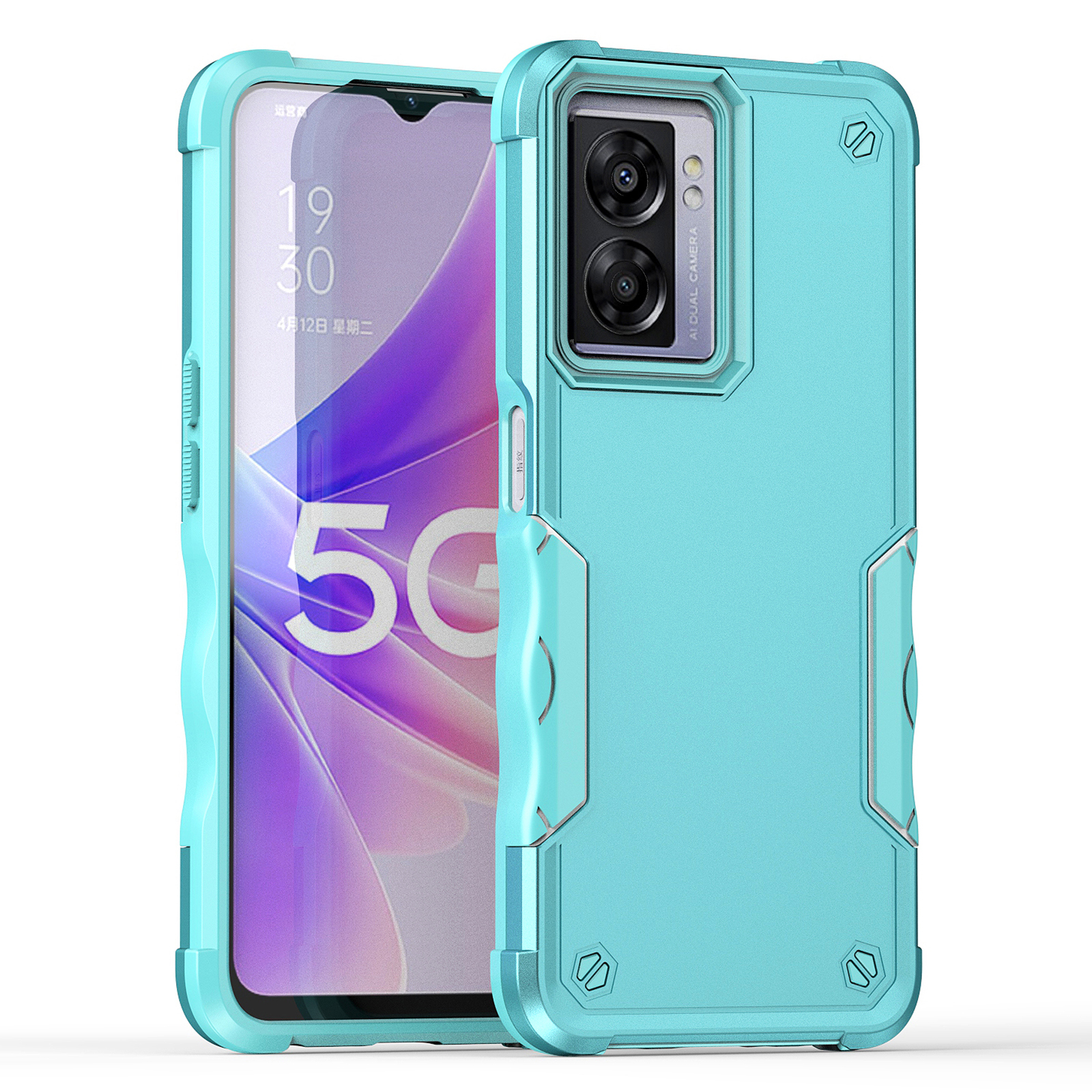

Für Oppo A57 4g / A57s 4G Hartes PC Soft TPU Schockdosen Hülle Anti-rutsch-grip-schutzverteidiger Telefonabdeckung - Minzgrün, Oppo A57 4G