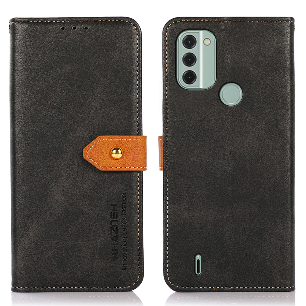 

Khazneh Für Nokia C31 4G Koktorhide Teltur Habe PU Leder Gold Schnalle Schutzbrieftasche Abdeckung - Schwarz, Nokia C31 4G