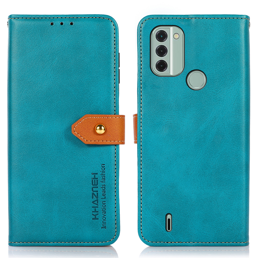 

Khazneh Für Nokia C31 4G Koktorhide Teltur Habe PU Leder Gold Schnalle Schutzbrieftasche Abdeckung - Blau, Nokia C31 4G