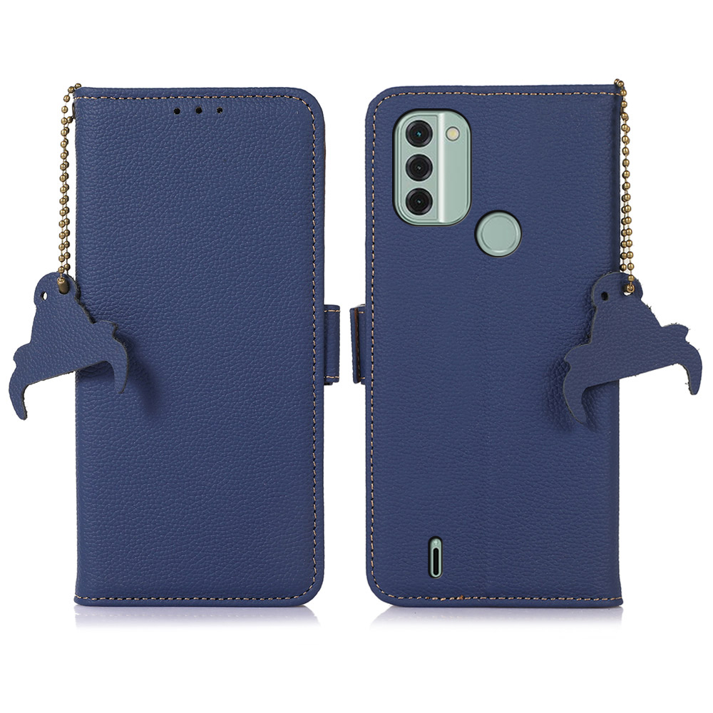 

Echtes Leder -telefonhülle Für Nokia C31 4G, Brieftaschenstand Folio Flip Dual Magnetic Clasp -abdeckung Mit RFID -blockierung - Saphir, Nokia C31 4G