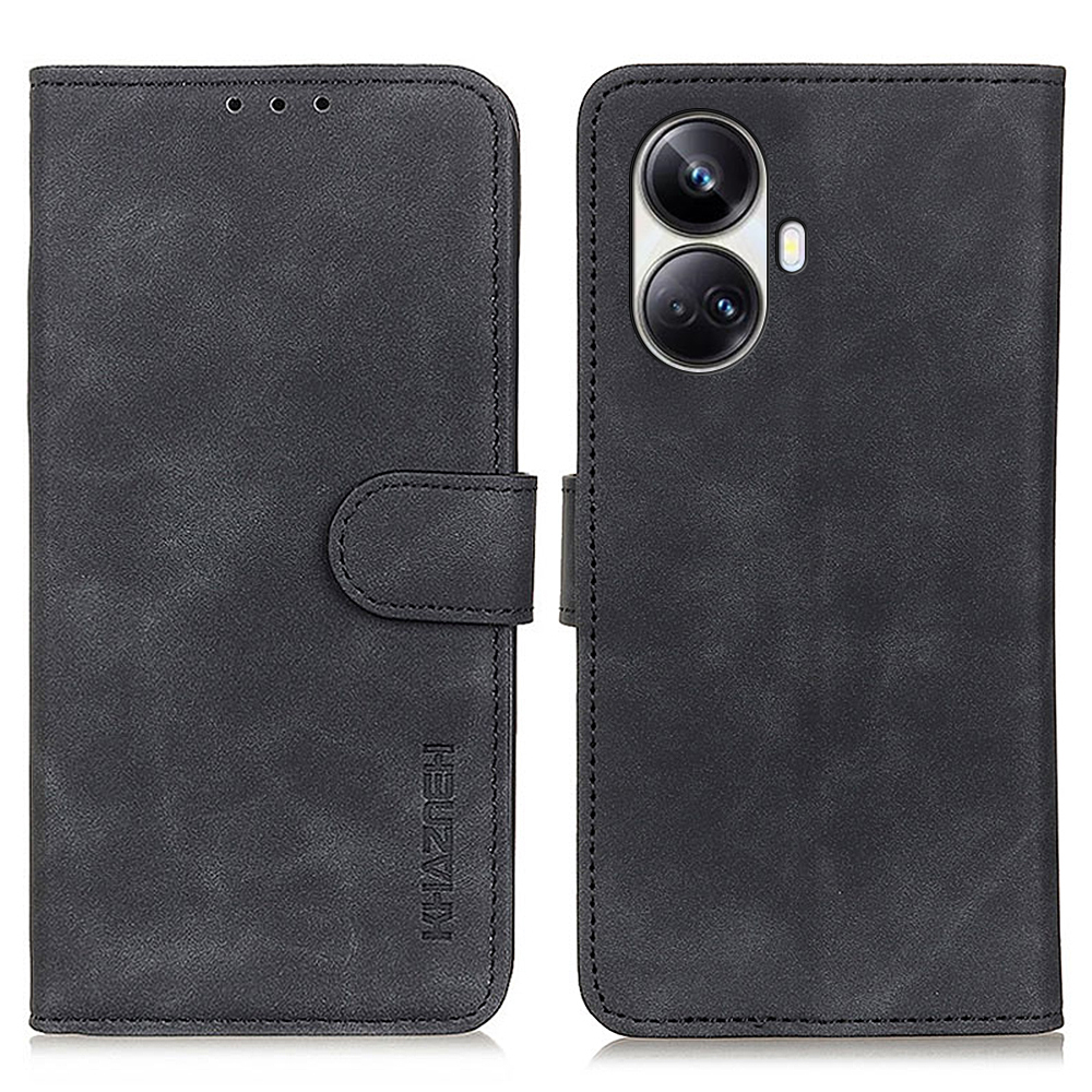

Khazneh Für Realme 10 Pro+ 5G Vollschutz Retro Texture Phone Hülle Ballet PU Leder Handyabdeckung - Schwarz, Realme 10 Pro+ 5G