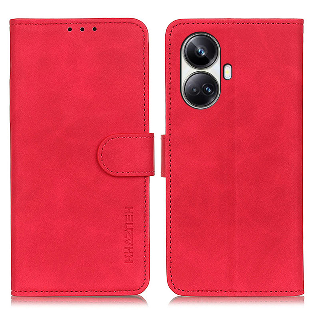 

Khazneh Für Realme 10 Pro+ 5G Vollschutz Retro Texture Phone Hülle Ballet PU Leder Handyabdeckung - Rot, Realme 10 Pro+ 5G