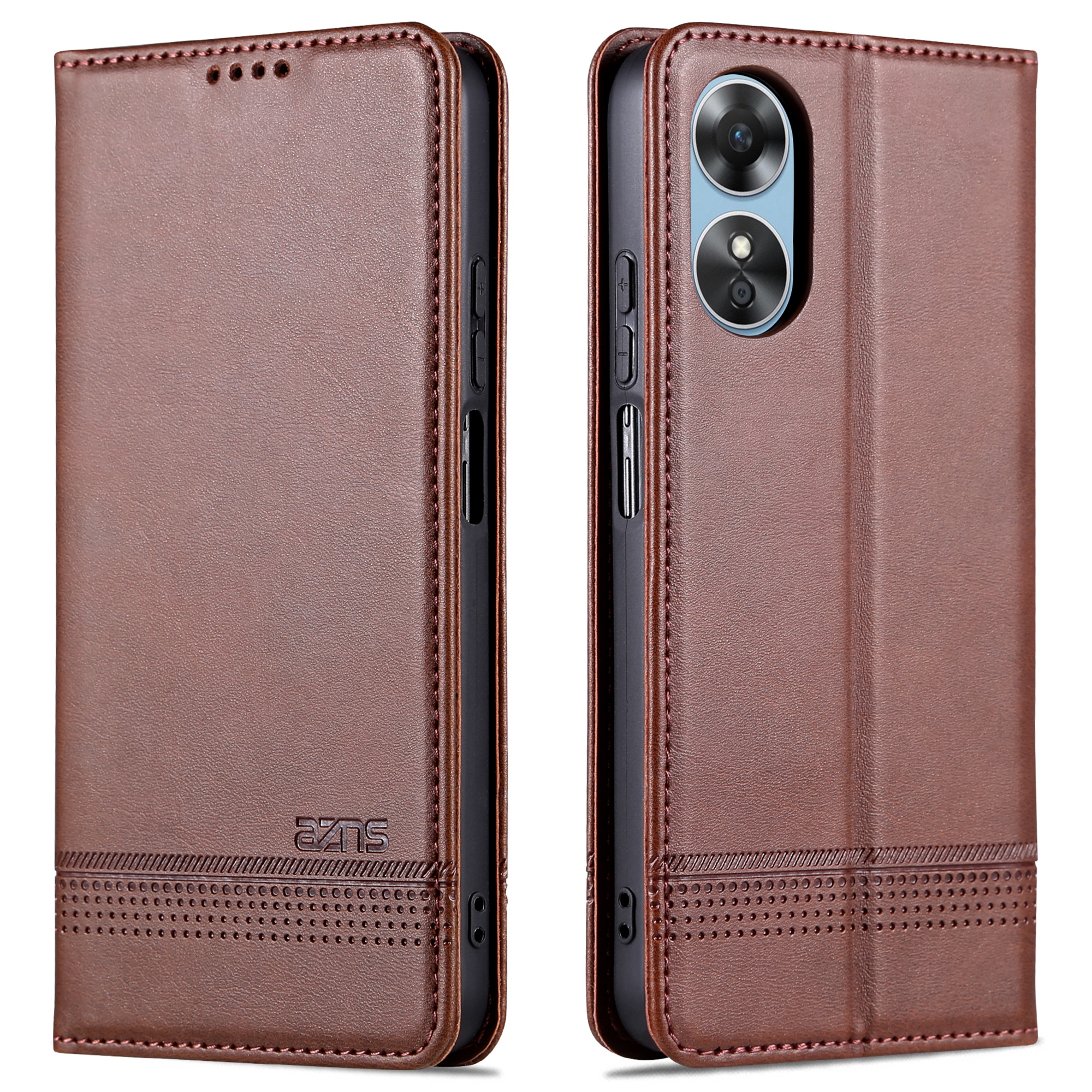 

Azns Für Oppo A17 4G Koktorlay Teltur Telechten Puledleder Faltbeiter - Kaffee, Oppo A17 4G