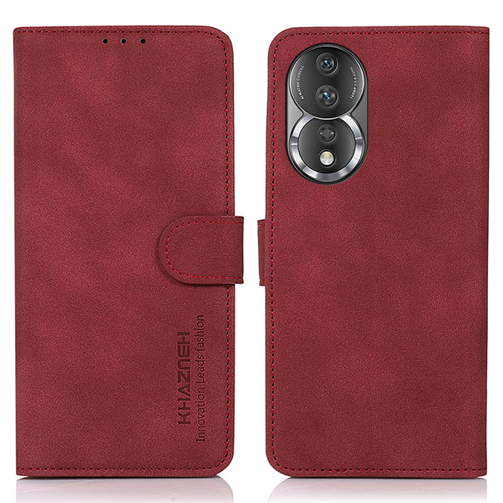 

Khazneh Für Ehren 80 5G PU Leder Anti-scratch Phone Case Magnetic Clasp Stand Wallet Wallet Cover Mit Strukturiertem Oberflächendesign - Rot, Honor 80 5G