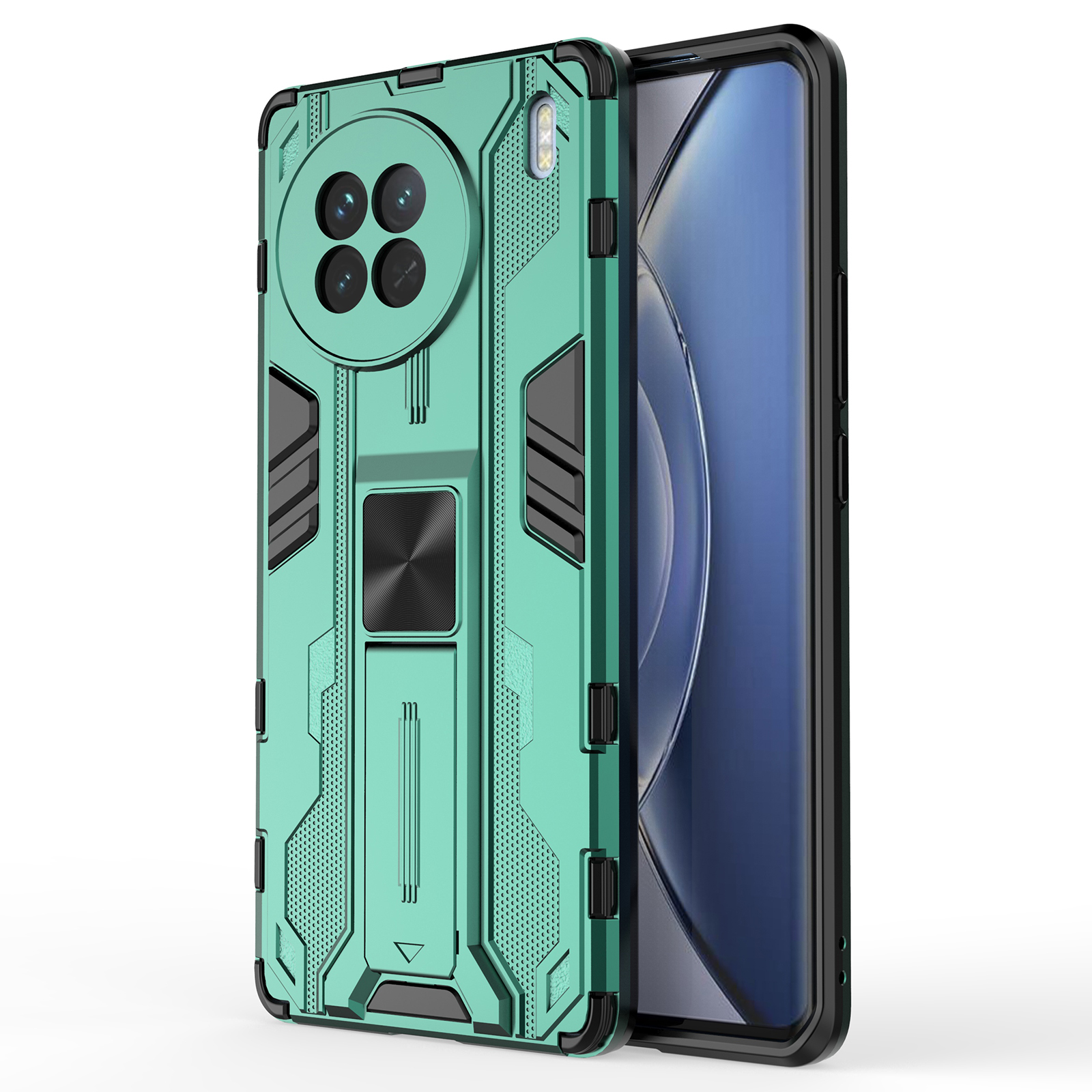 

Für Vivo X90 5G Hard PC Soft TPU Dual Layer Anti-drop-telefon-hülle Kameraschutz Kickstand Cover - Grün, vivo X90 5G