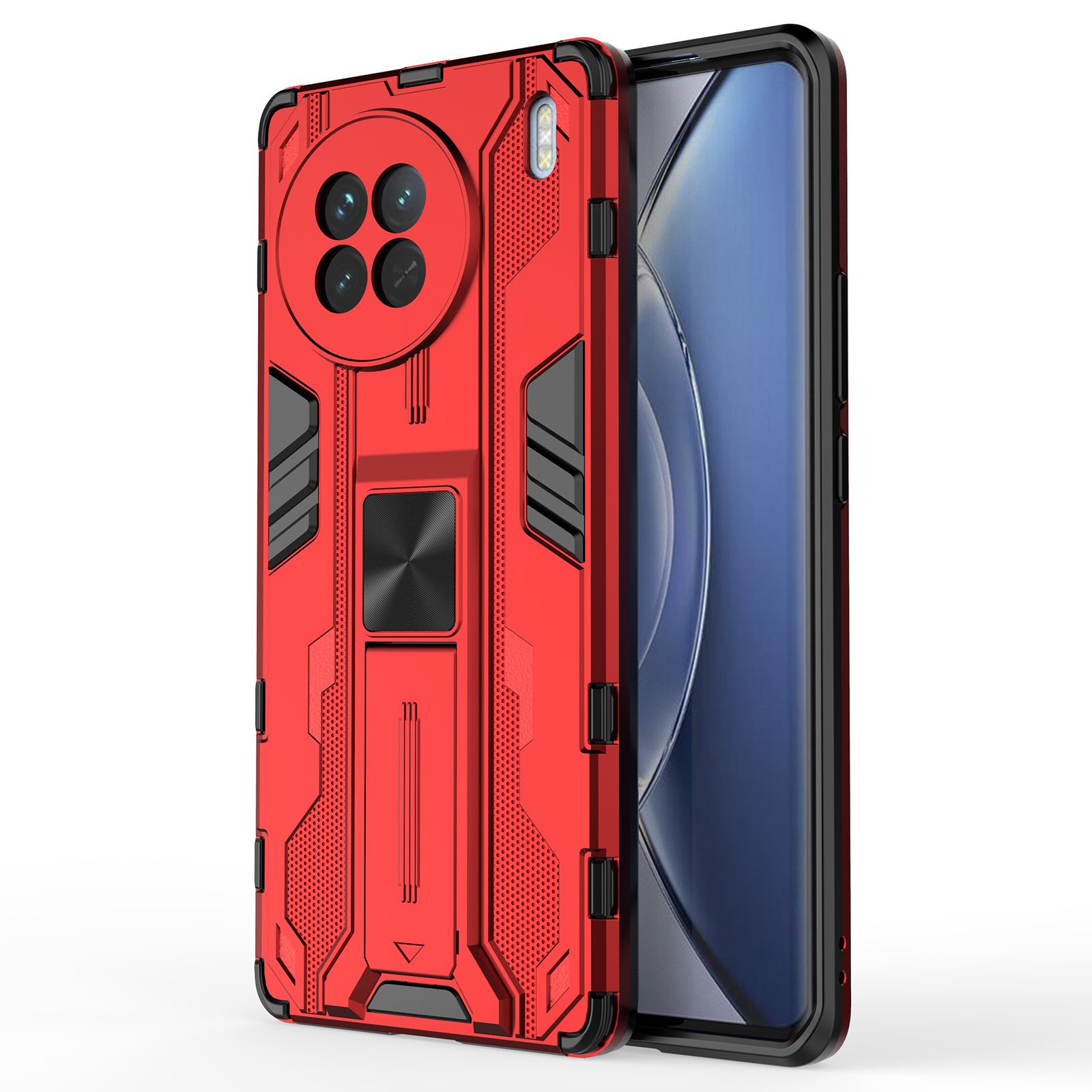 

Für Vivo X90 5G Hard PC Soft TPU Dual Layer Anti-drop-telefon-hülle Kameraschutz Kickstand Cover - Rot, vivo X90 5G