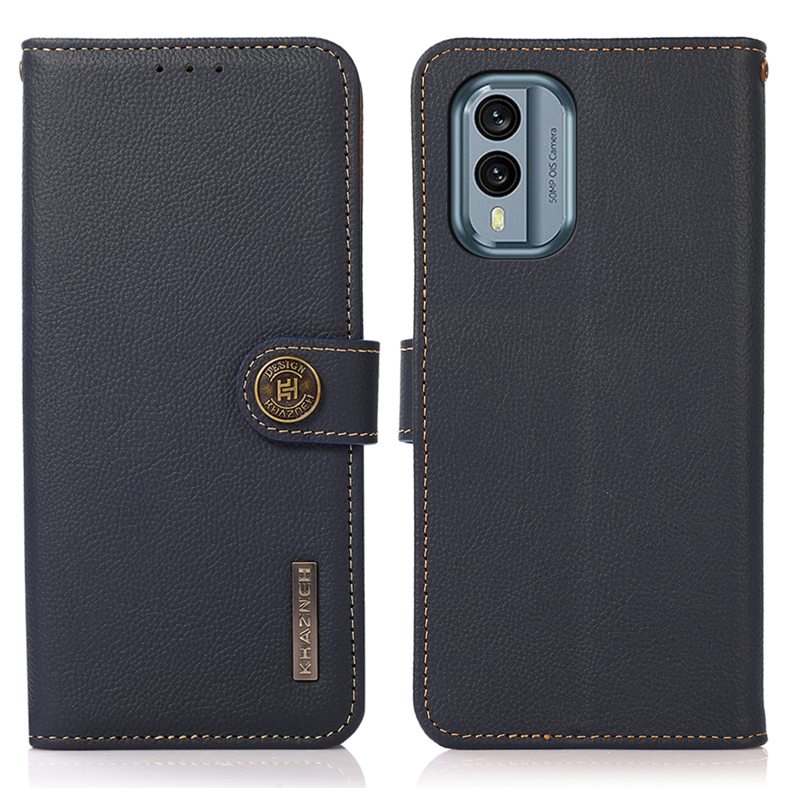 

Khazneh Für Nokia X30 5G Anti-kratzer Echtes Leder RFID Blockierende Magnetbrieftasche Hülle Ständer Stoßdämpfer Flip Telefonabdeckung - Blau, Nokia X30 5G