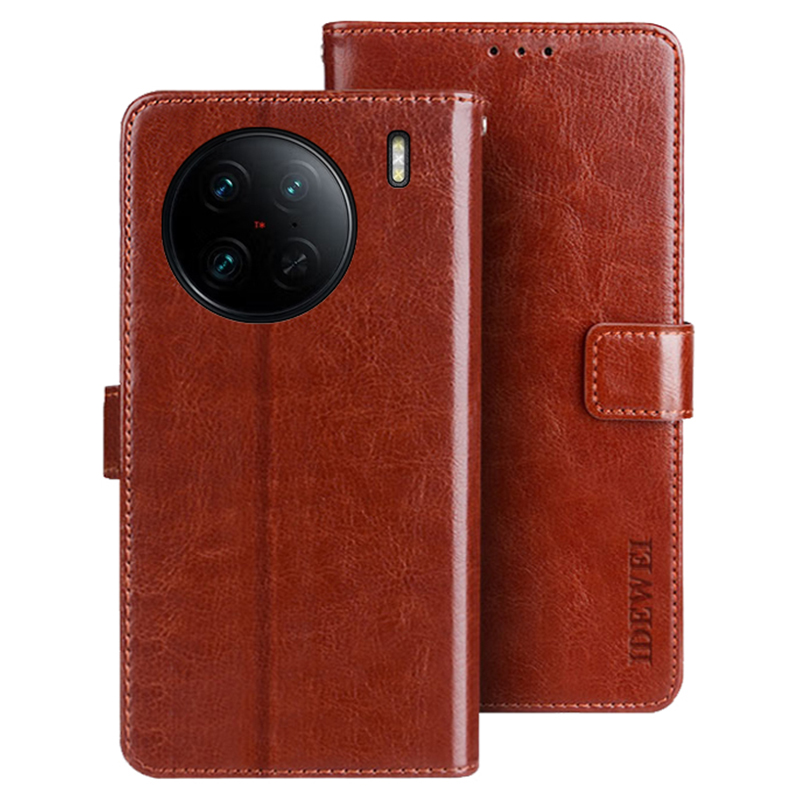 

IDEWEI Für Vivo X90 Pro 5G Ständer Verfügt - Braun, vivo X90 Pro 5G
