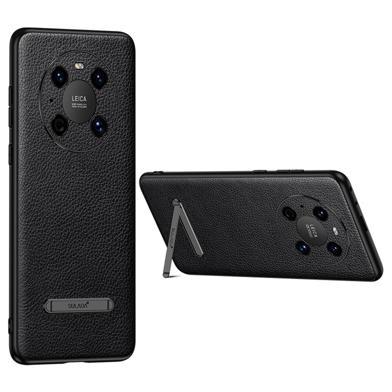 

Sulada Rückenabdeckung Für Huawei Mate 40, PU Leder Beschichtete PC -rückplatte + TPU -rahmen -drop -widerstandsschutzgehäuse Mit Metallstand - Schwarz, Huawei Mate 40