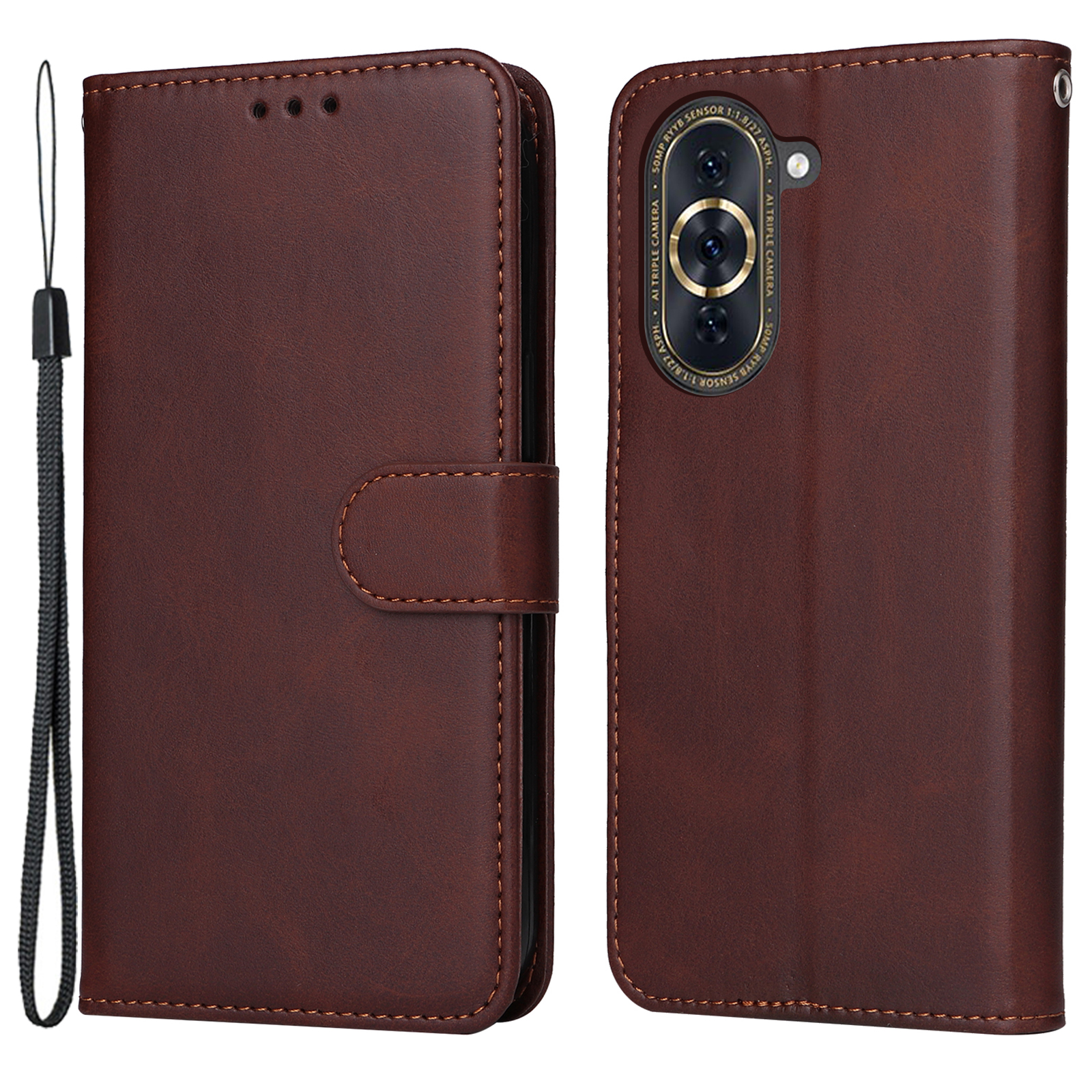 

Für Huawei Nova 10 Pro 4g -kalbstextur PU Leder Handy Hülle Wallet Brieftasche Magnetic Clasp Cover Protektor - Braun, Huawei nova 10 Pro 4G
