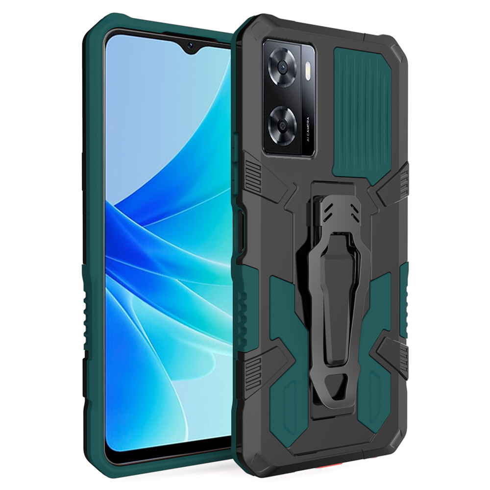 

Mechwarrior -projekt Für Oppo A57 4G Belt Clip Kickstand Telefonhülle TPU + PC Hohe Impact Dual Layer -schutzabdeckung - Grün, Oppo A57 4G