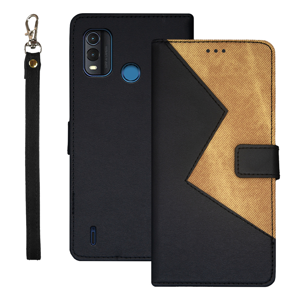 

IDEWEI Für Nokia G11 Plus 4G Anti-fingerabdruck-farbspleißen Leder-magnetabdeckung Telefonhülle Mit Kartenschlitzen Und Handgelenksgurt - Schwarz, Nokia G11 Plus 4G