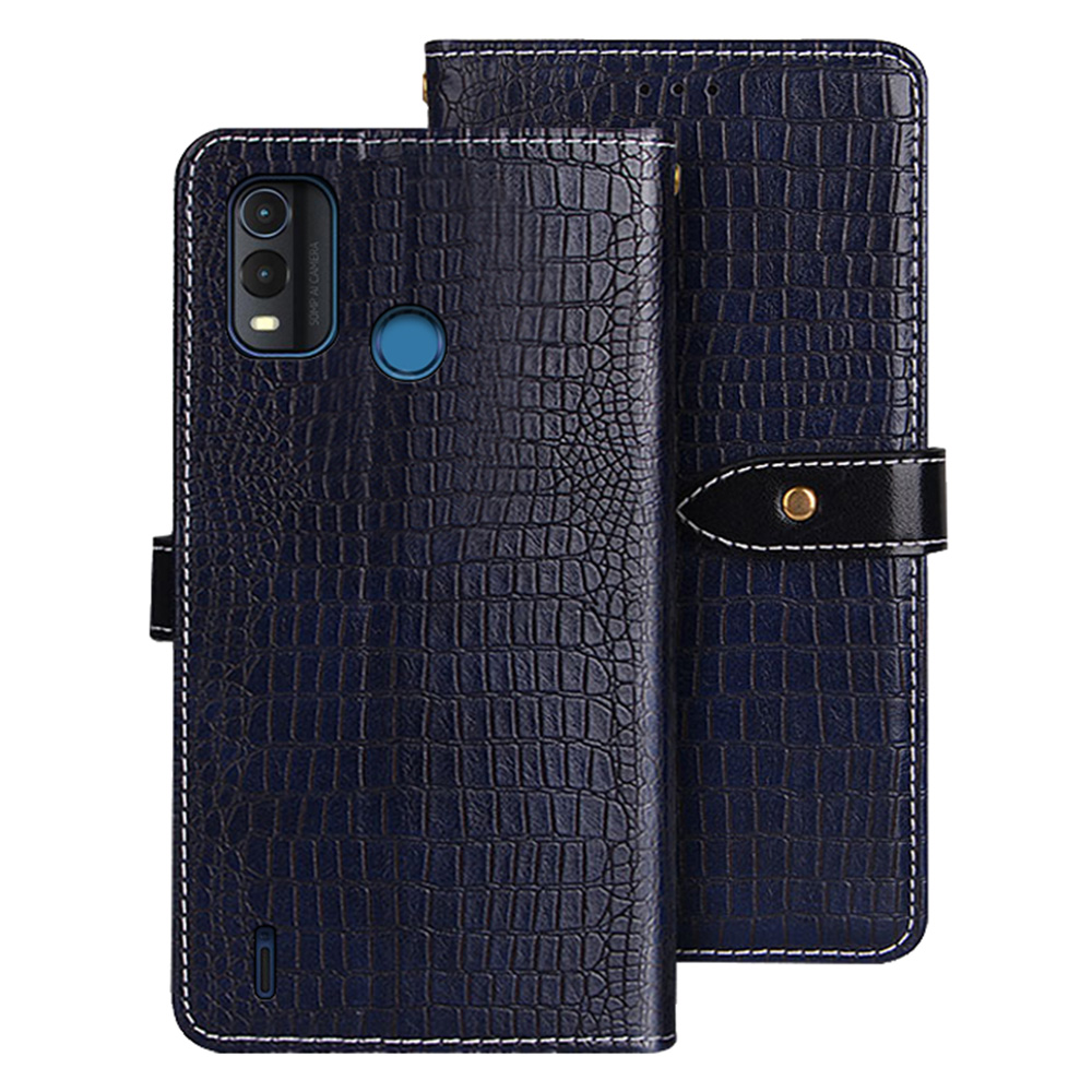 

IDEWEI Für Nokia G11 Plus 4G Krokodiltextur Anti-kratzer-telefonhülle PU Leder Brieftasche Funktion Telefonabdeckung - Blau, Nokia G11 Plus 4G
