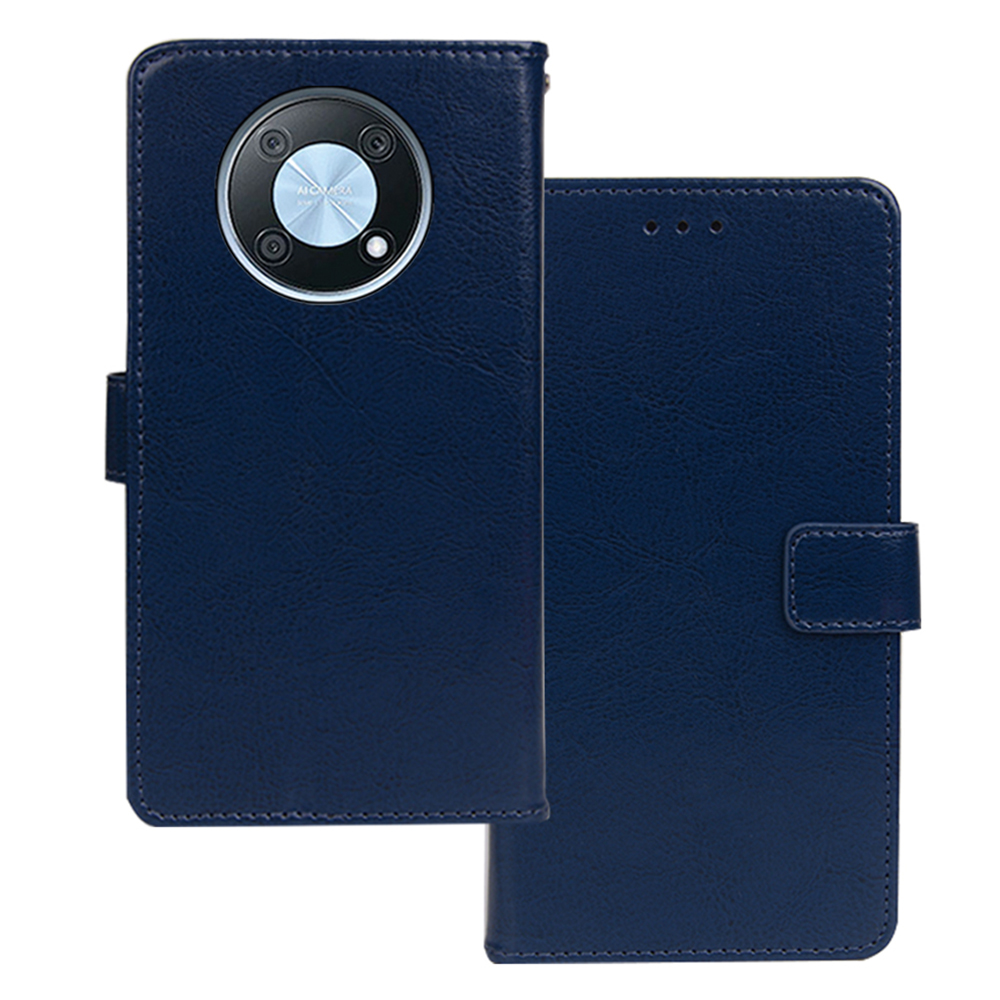 

Idewei Für Huawei Nova Y90 4g Verrückte Pferdestruktur Wallet Stand Phone Hülle PU Leder Anti-kratzer-abdeckung - Blau, Huawei nova Y90 4G