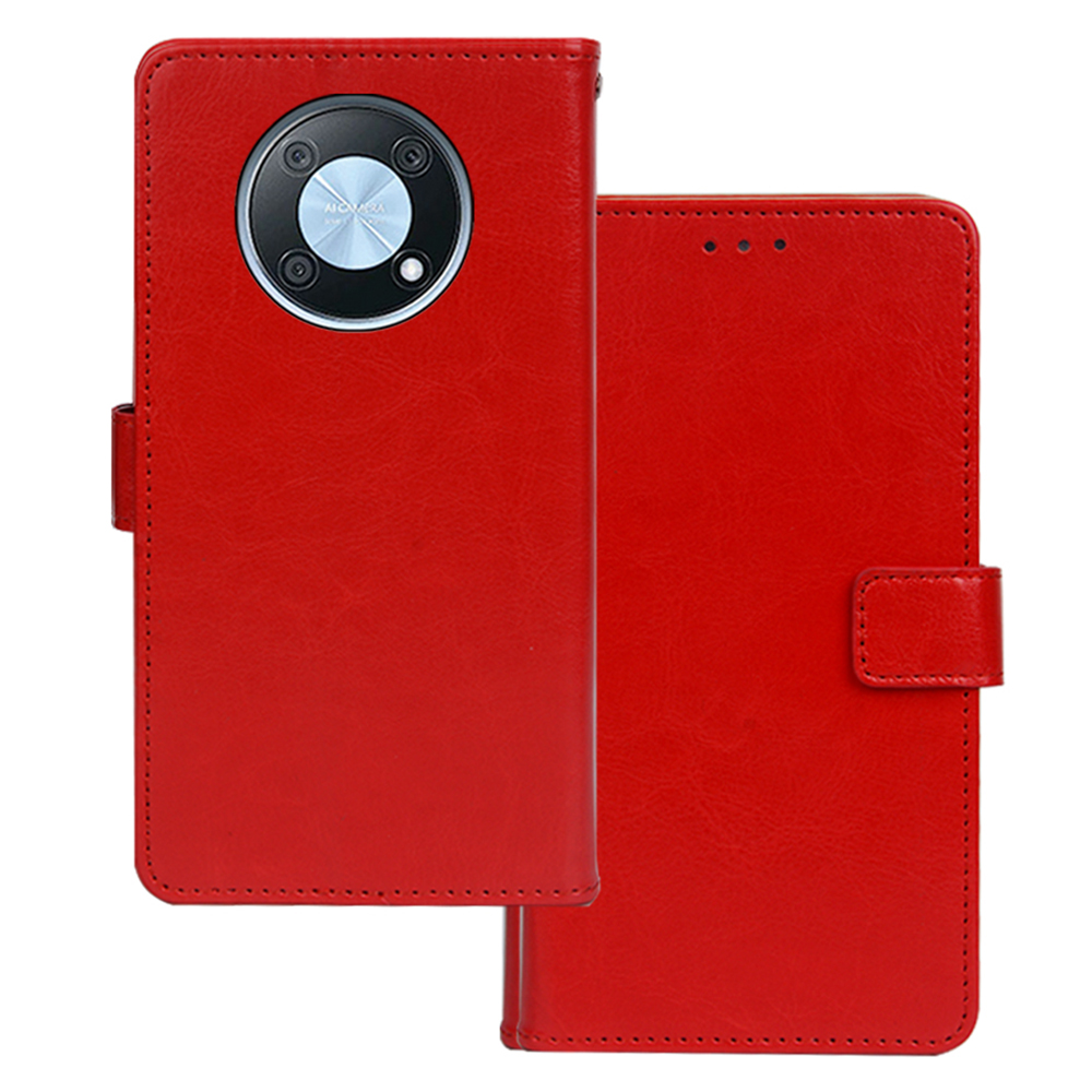 

Idewei Für Huawei Nova Y90 4g Verrückte Pferdestruktur Wallet Stand Phone Hülle PU Leder Anti-kratzer-abdeckung - Rot, Huawei nova Y90 4G