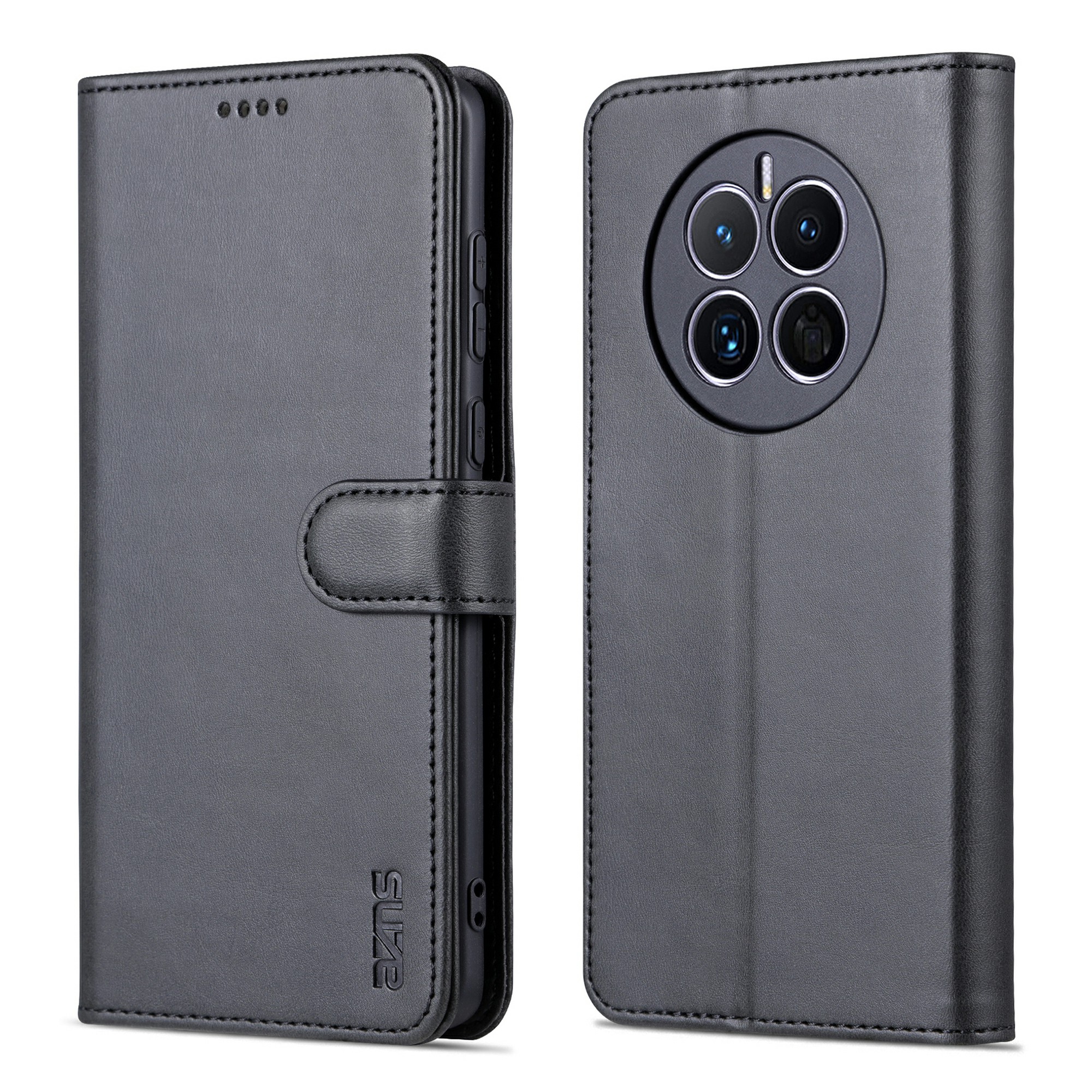 

Azns Für Huawei Mate 50 4G Schockfeste Telefonhülle PU Leder Magnetic Flip Smartphone Cover Stand Wallet - Schwarz, Huawei Mate 50 4G