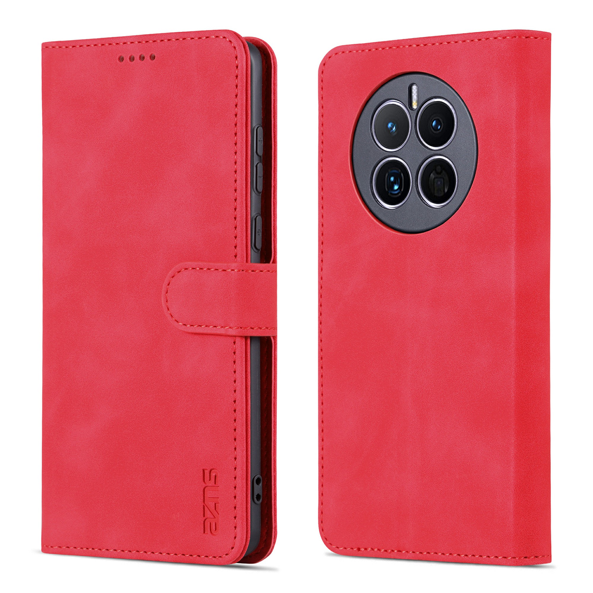 

Azns Für Huawei Mate 50 4G Schockfeste Telefonhülle PU Leder Magnetic Flip Smartphone Cover Stand Wallet - Rot, Huawei Mate 50 4G