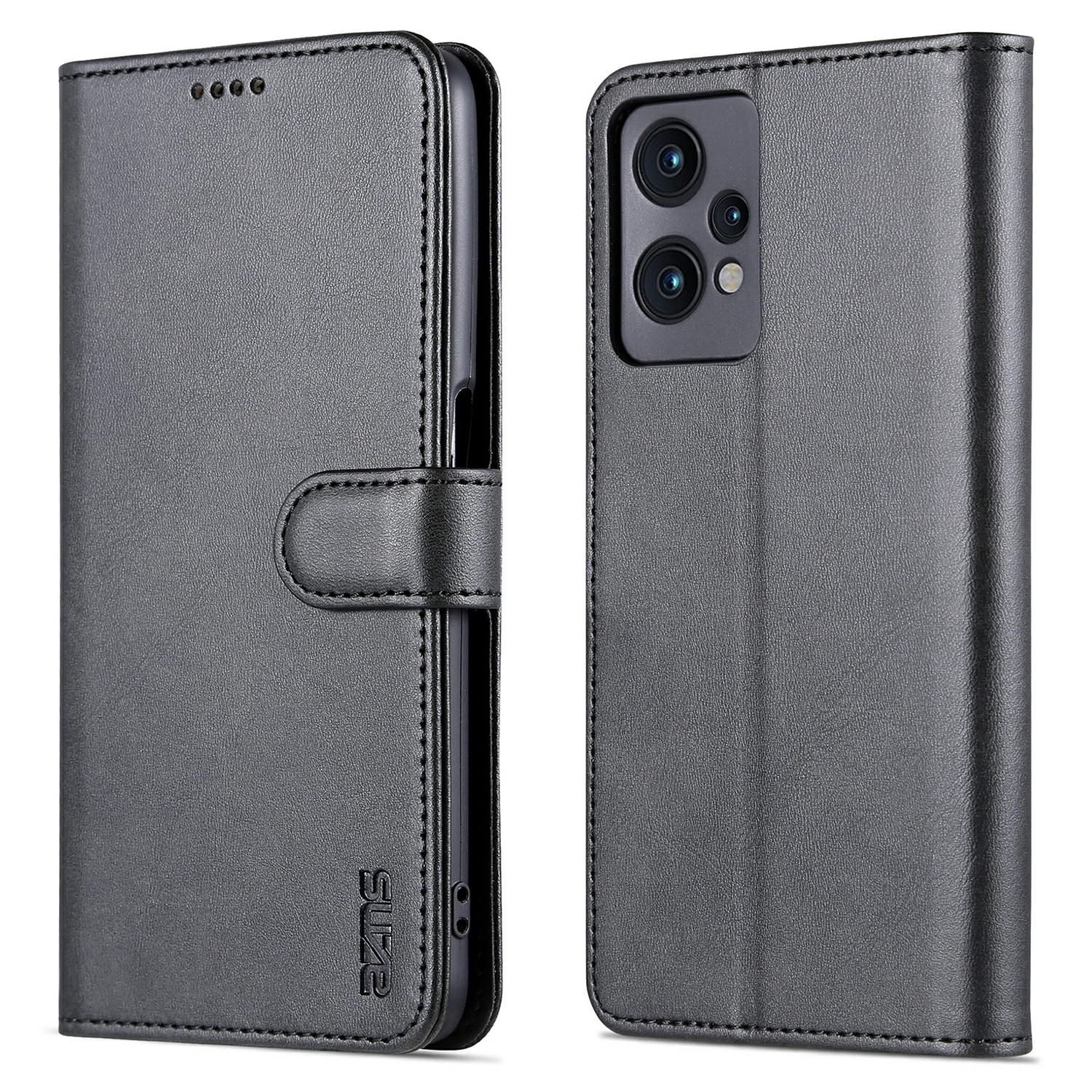 

Azns Für Oppo K10x 5G / OnePlus Nord CE 2 Lite 5G / Realme 9 Pro 5g / Realme V25 Telefonhülle PU Leder Magnetisch Flip Cover Stand Wallet - Schwarz, Realme 9 Pro 5G