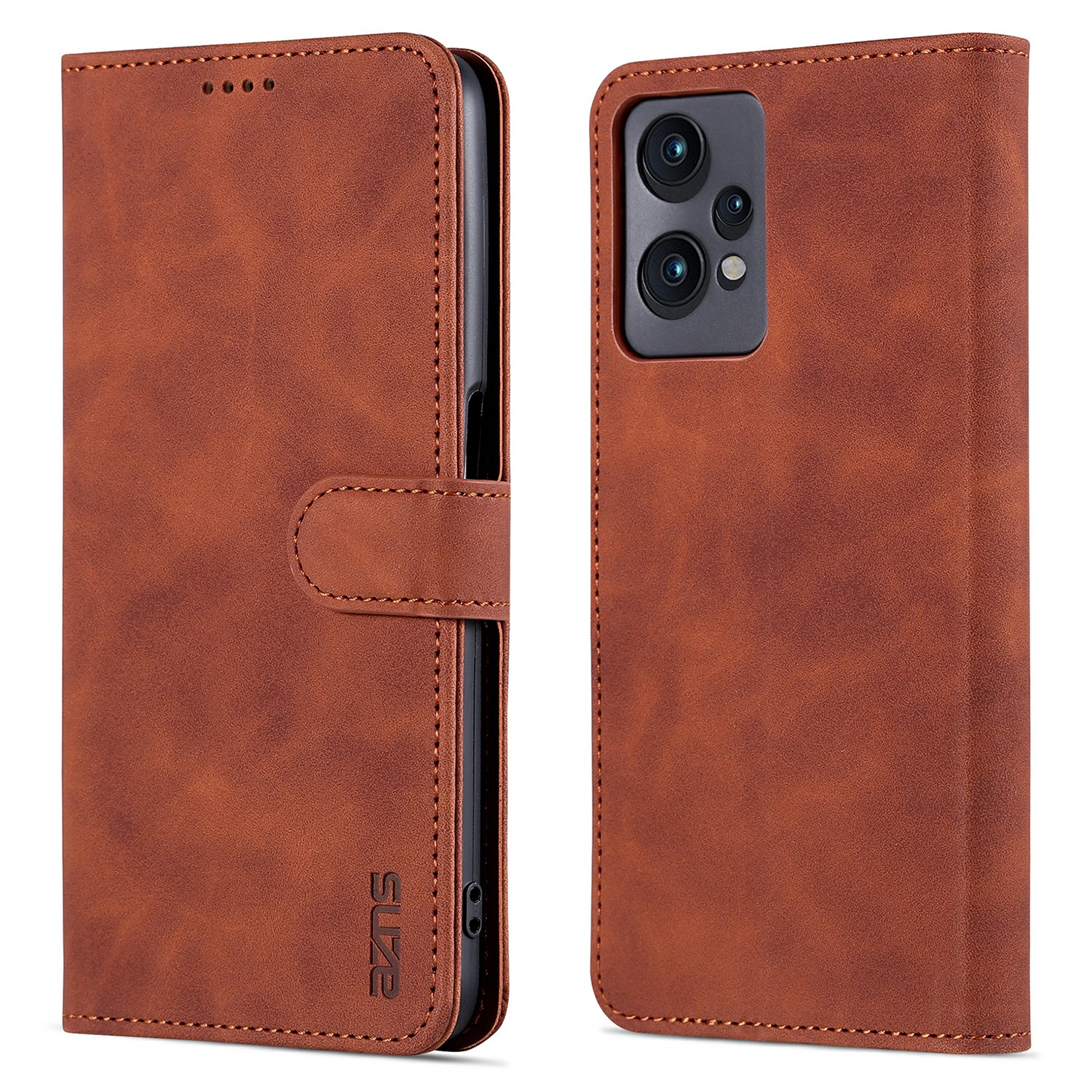 

Azns Für Oppo K10x 5G / OnePlus Nord CE 2 Lite 5G / Realme 9 Pro 5g / Realme V25 Telefonhülle PU Leder Magnetisch Flip Cover Stand Wallet - Braun, Realme 9 Pro 5G