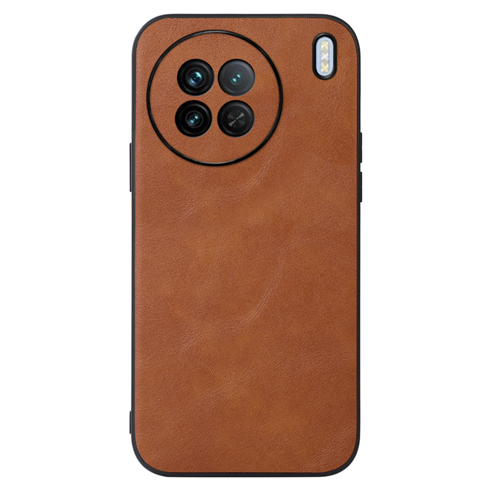 

Für Vivo X90 5G Drop-sof-cowide-textur PU Lederbeschichtungshülle Hartpc + Soft Tpu-telefon Zurück-deckung - Braun, vivo X90 5G