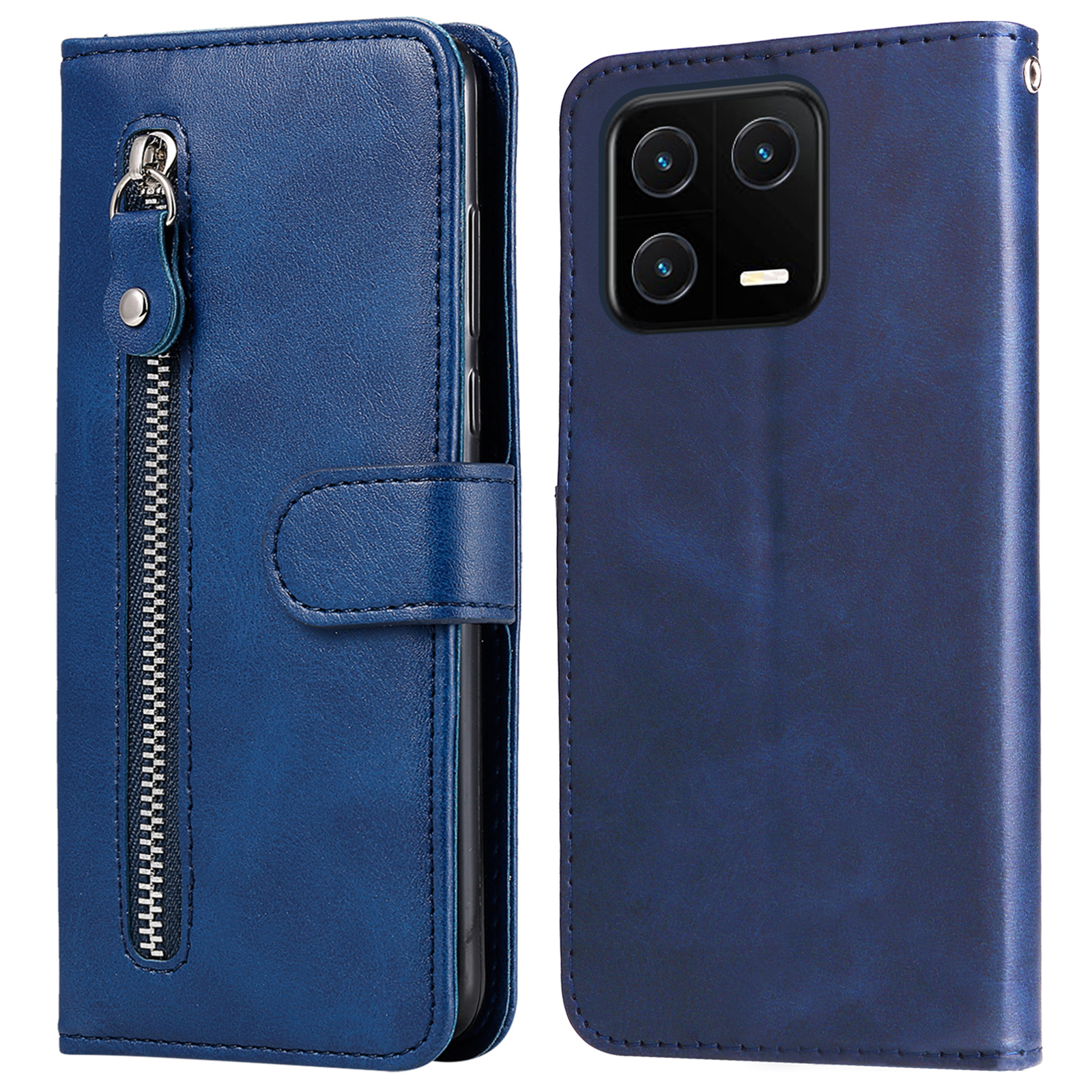 

Für Xiaomi 13 Pro 5G Reißverschluss Pock Leder Telefon Hülle Magnetische Schließung Kratzfestes Smartphone-deckungs-brieftaschenstand - Blau, Xiaomi 13 Pro 5G