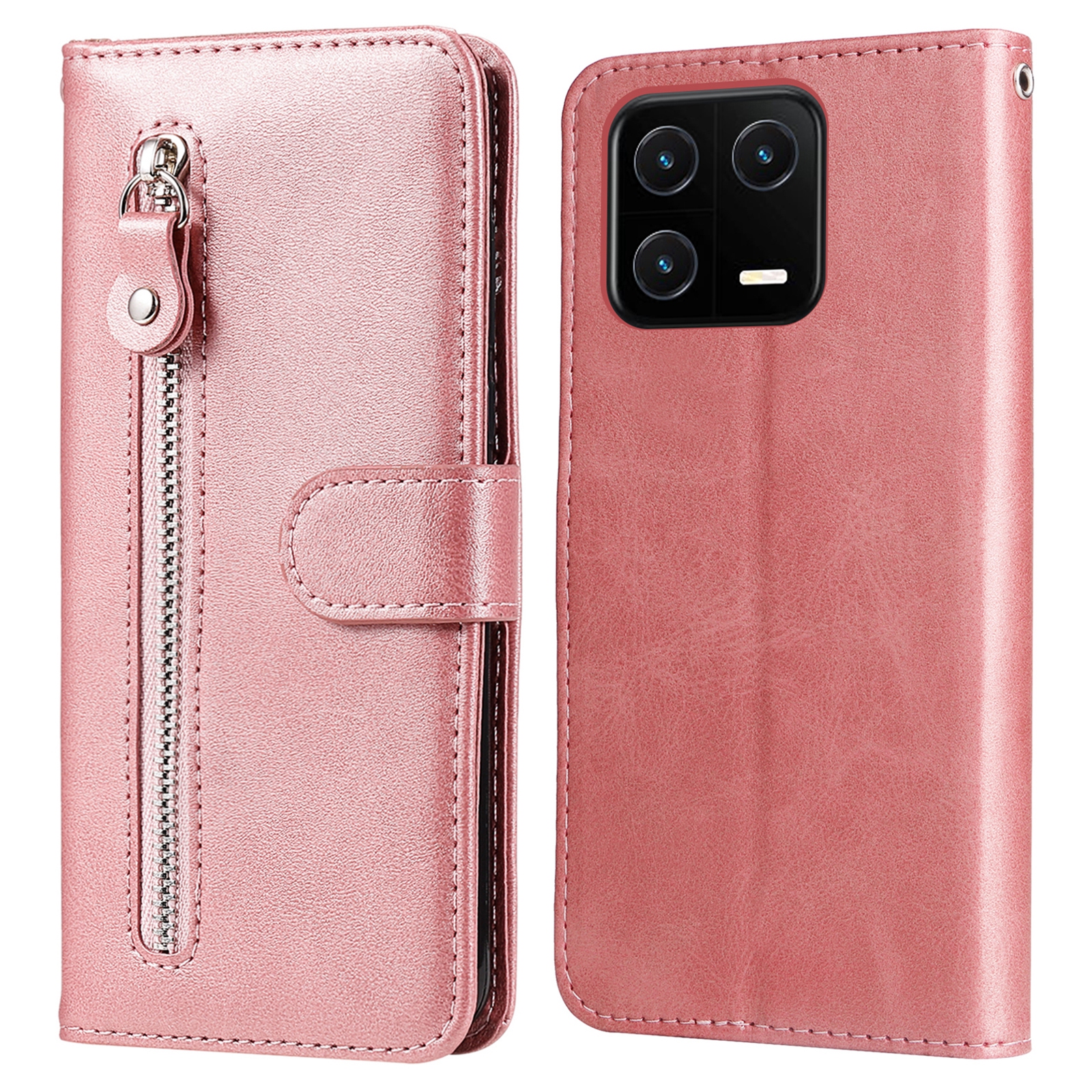 

Anti-drogen-telefonhülle Für Xiaomi 13 Reißverschlusspocket PU Leder Magnetverschluss Folio Brieftasche Cover Ständer - Roségold, Xiaomi 13