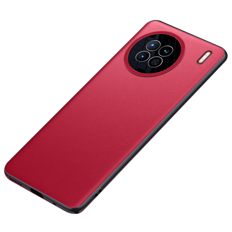 

Für Vivo X90 5G PU Lederbeschichtete TPU + PC Hybrid Schutzhülle Anti-slip-stoßdämpfung Telefonabdeckung - Rot, vivo X90 5G