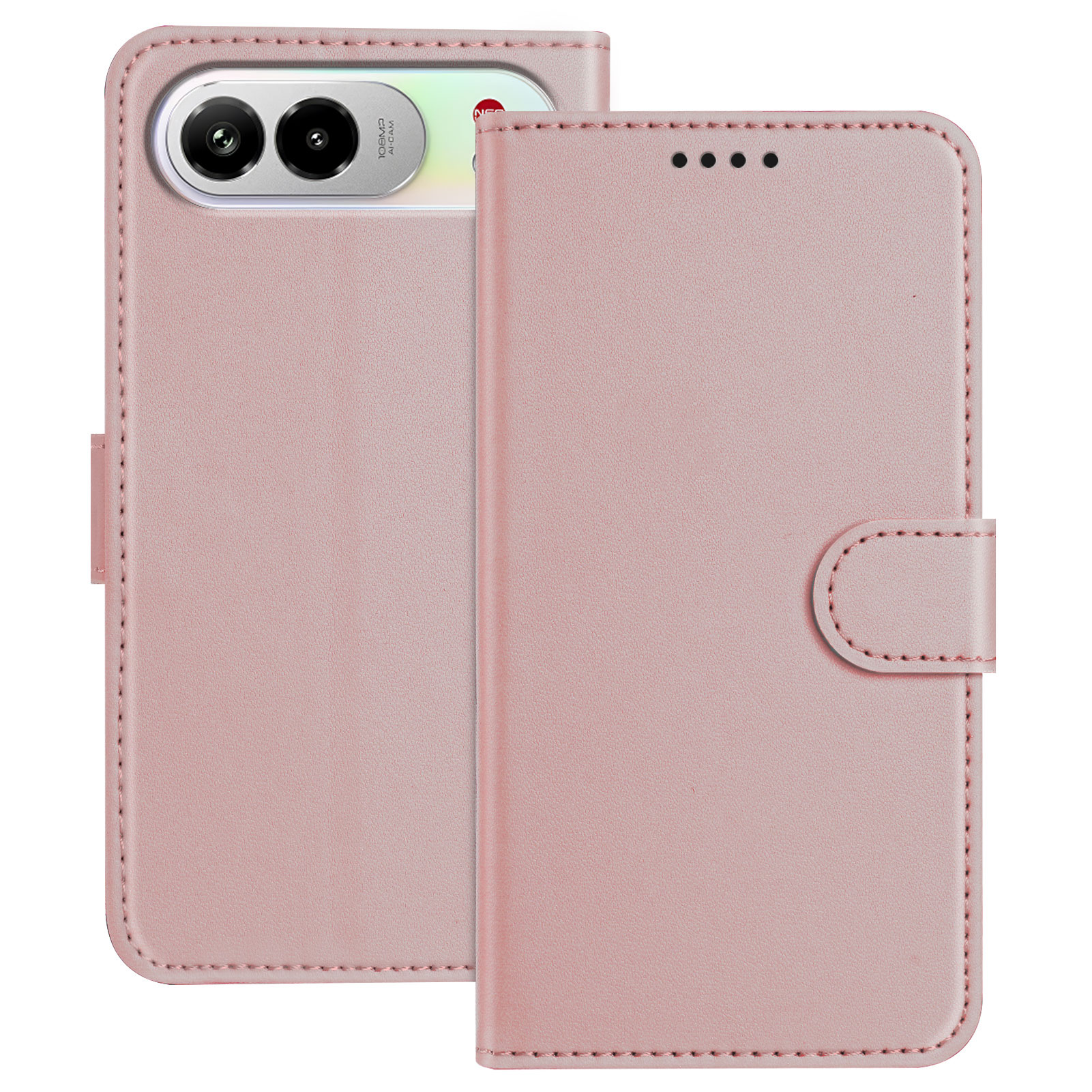 For ZTE nubia Air Pro 5G Leather Case Wallet Stand Solid Color Anti Drop Phone Cover - Rose Gold