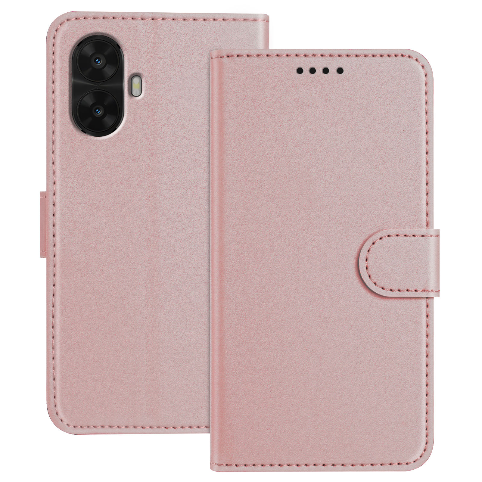 For TCL K70 Nxtpaper 5G Leather Case Wallet Stand Solid Color Anti Drop Phone Cover - Rose Gold