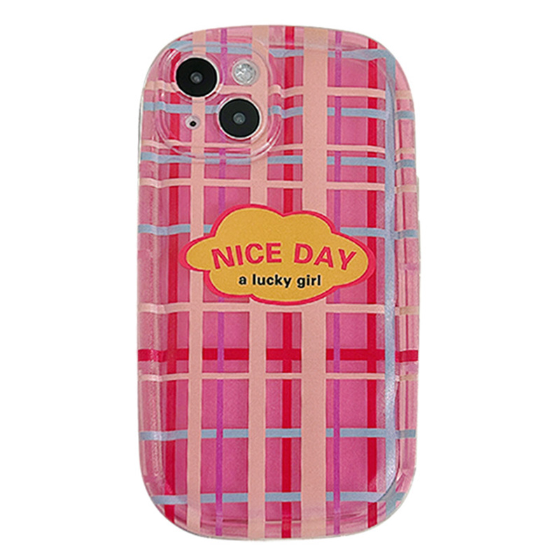 

Для Iphone 13 6,1 Дюйма Против Царапин TPU Cover Protector Protector Pink Color Grids Phatel, iPhone 13
