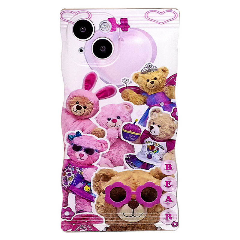 

For iPhone 14 Plus Love Heart Bear Doll Pattern TPU Phone Case Anti-scratch Sealing Bag Shape Protective Cover, iPhone 14 Plus