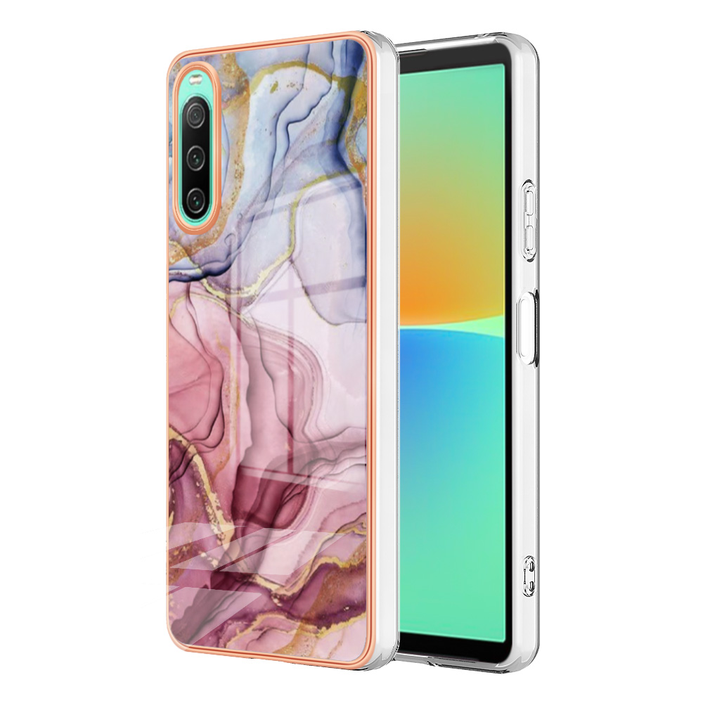 

Für Sony Xperia 10 IV 5G Schockdopfer Hülle Anti-fall-fall-tpu-abdeckung YB IMD Series-16 Style E 2.0 mm Marmormuster IMD Elektroplating Telefonhülle - Roségold, Sony Xperia 10 IV 5G