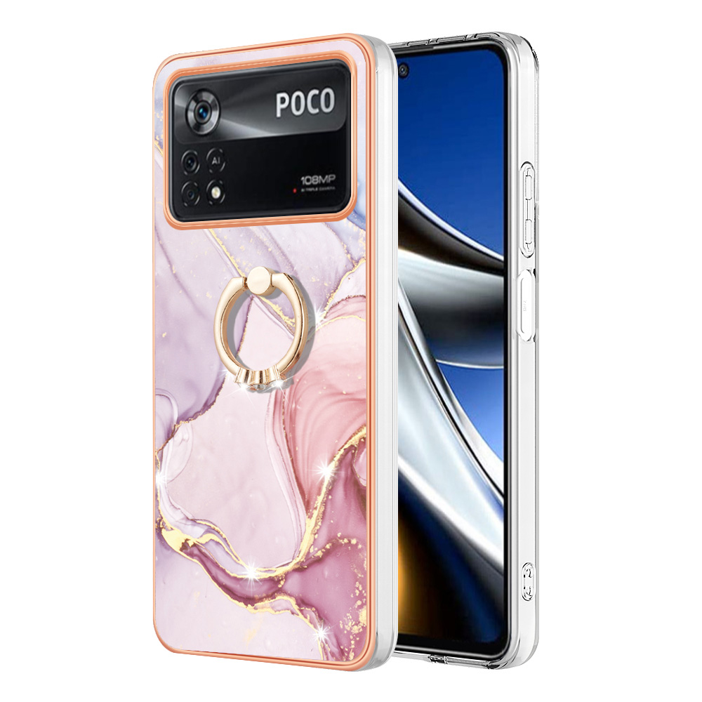 

Für Xiaomi Poco X4 Pro 5G YB IMD Series-10 Anti-scratch IMD Marble Muster Telefonhülle Elektroplatten Tpu-abdeckung Mit Ringkickstand - Roségold 005, Xiaomi Poco X4 Pro 5G